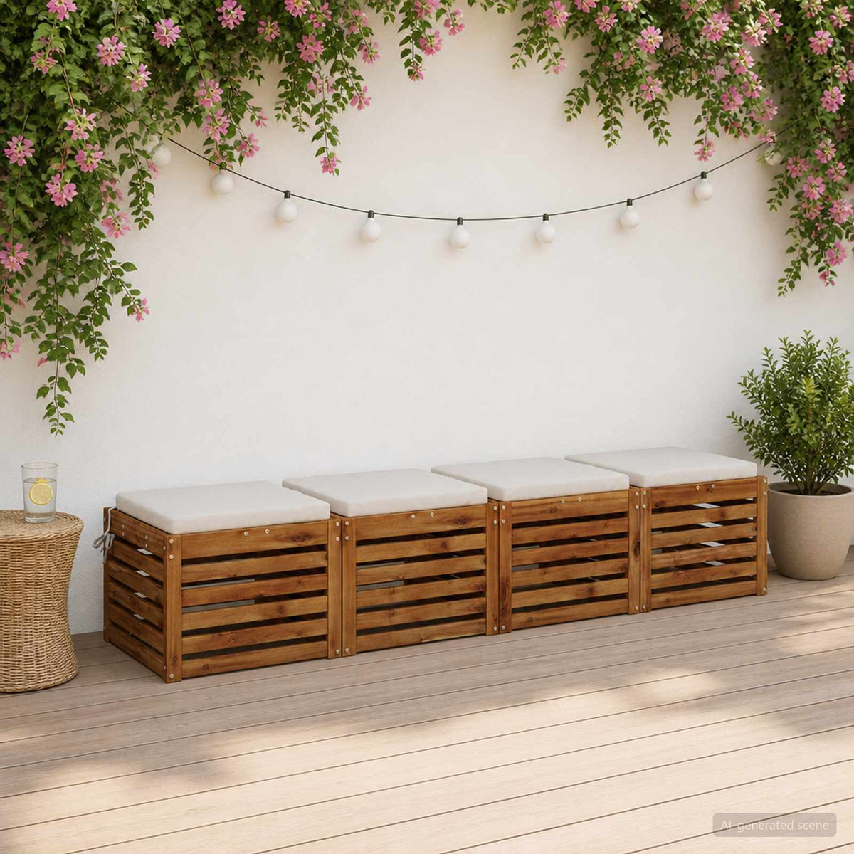 vidaXL 4-Piece Zitkussens SOEST 4 st 100% Polyester Wit 40 x 40 x 5 cm