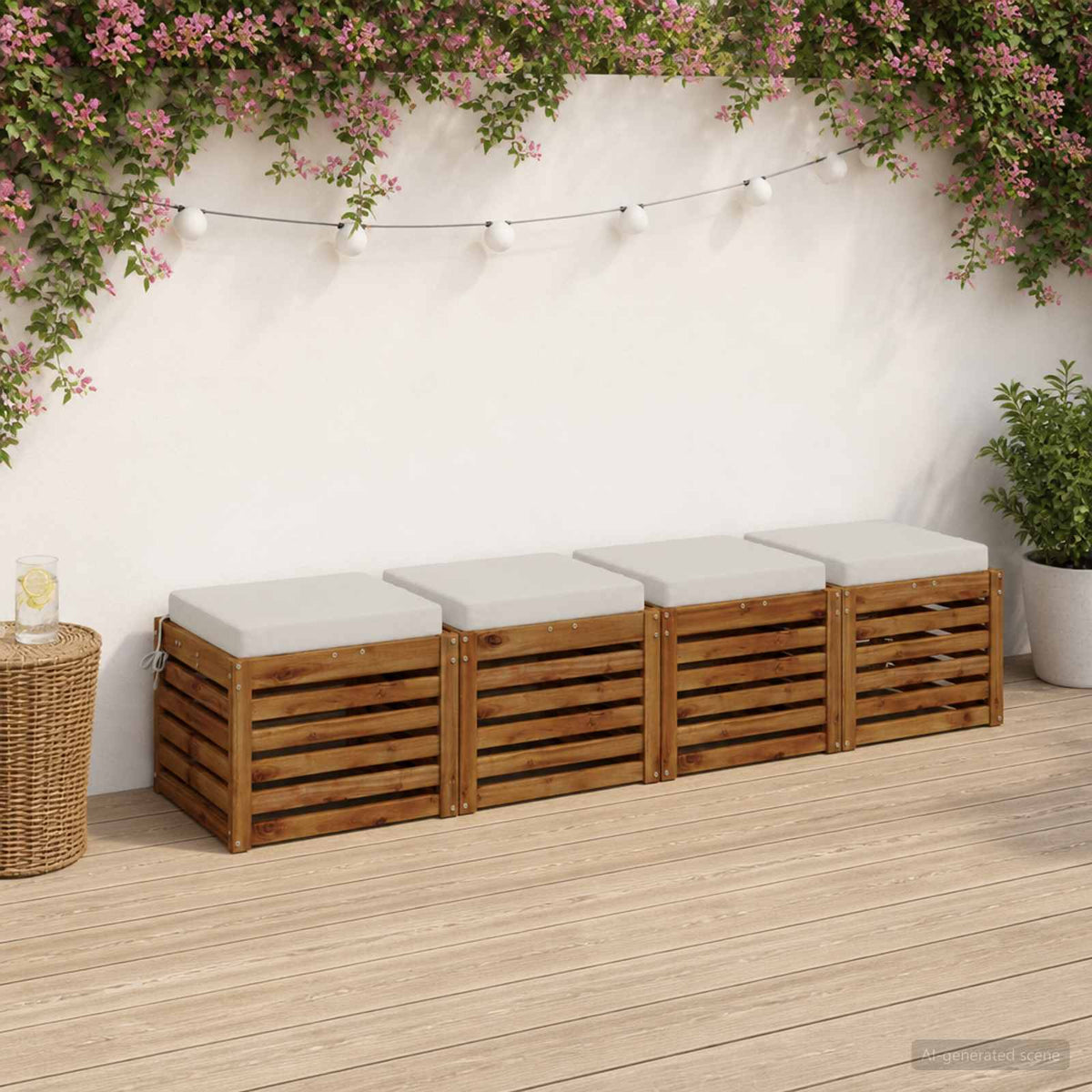 vidaXL 4-Piece Zitkussens SOEST 4 st 100% Polyester Wit 40 x 40 x 7 cm