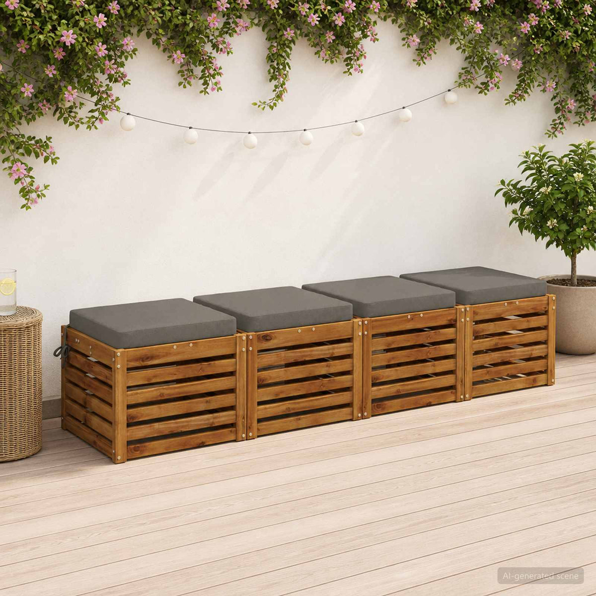 vidaXL 4-Piece Zitkussens SOEST 4 st 100% Polyester Grijs