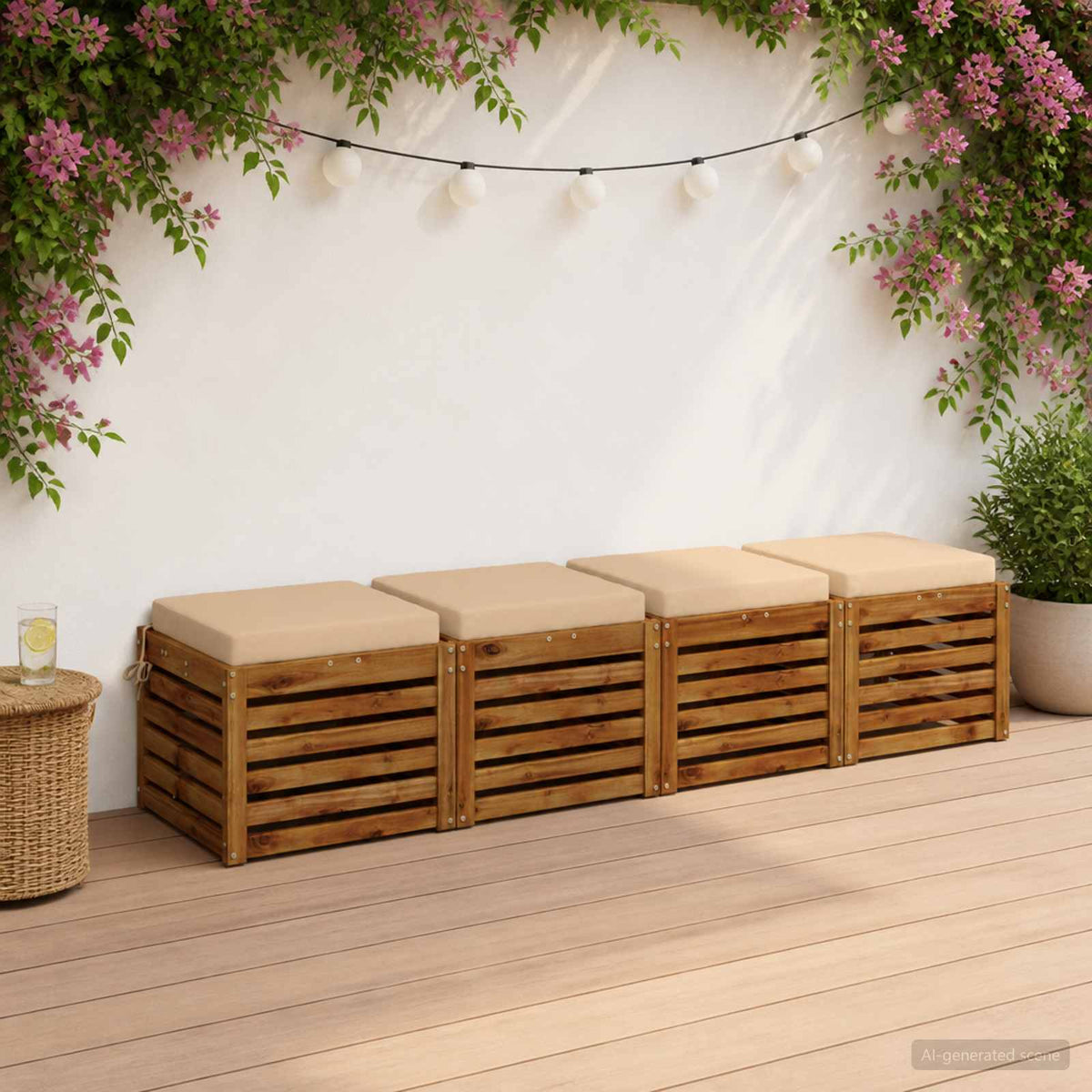 vidaXL 4-Piece Zitkussens SOEST 4 st 100% Polyester Crèmekleurig