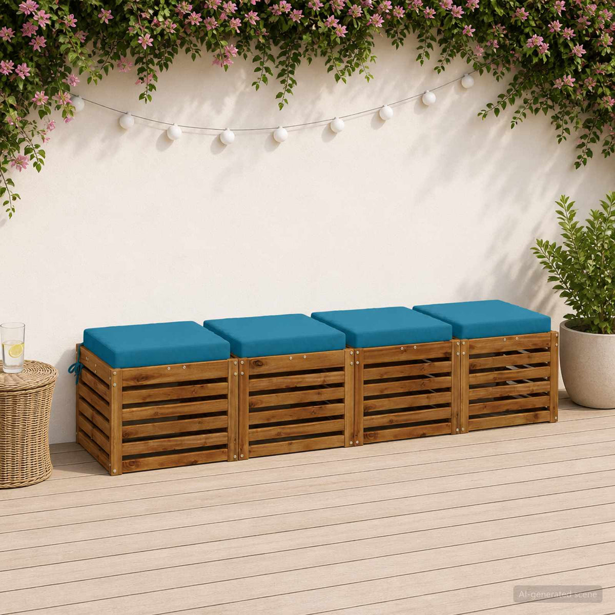 vidaXL 4-Piece Zitkussens SOEST 4 st 100% Polyester Lichtblauw