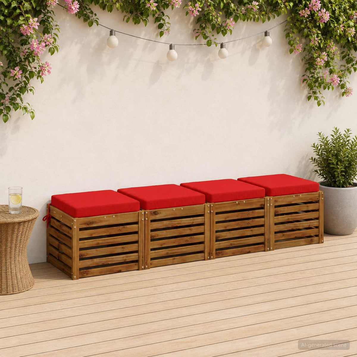 vidaXL 4-Piece Zitkussens SOEST 4 st 100% Polyester Rood