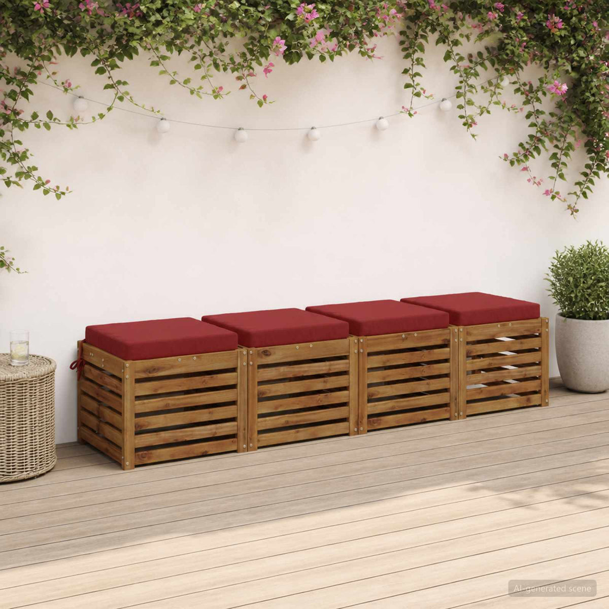 vidaXL 4-Piece Zitkussens SOEST 4 st 100% Polyester Wijnrood