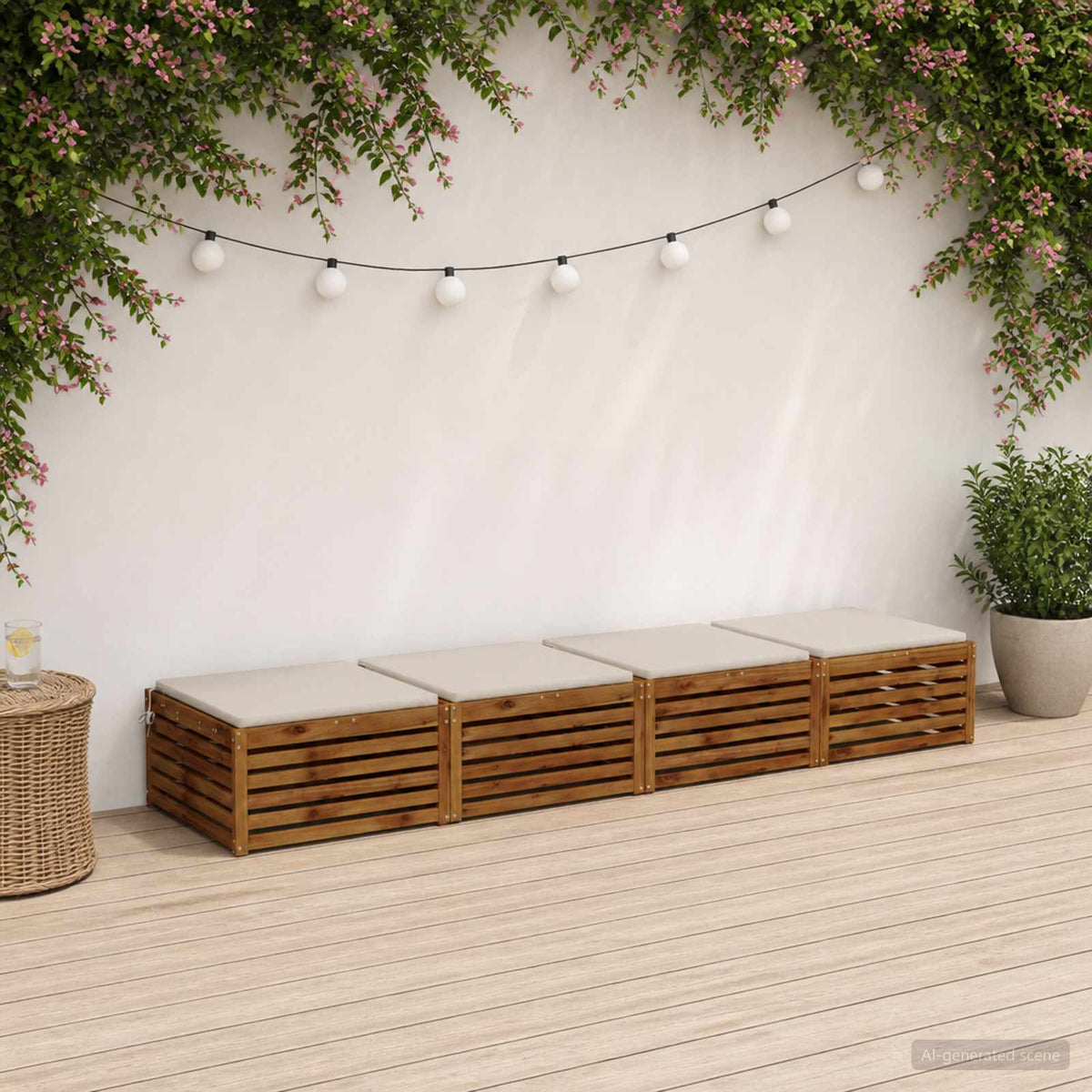 vidaXL 4-Piece Zitkussens SOEST 4 st 100% Polyester Wit 60 x 60 x 3 cm