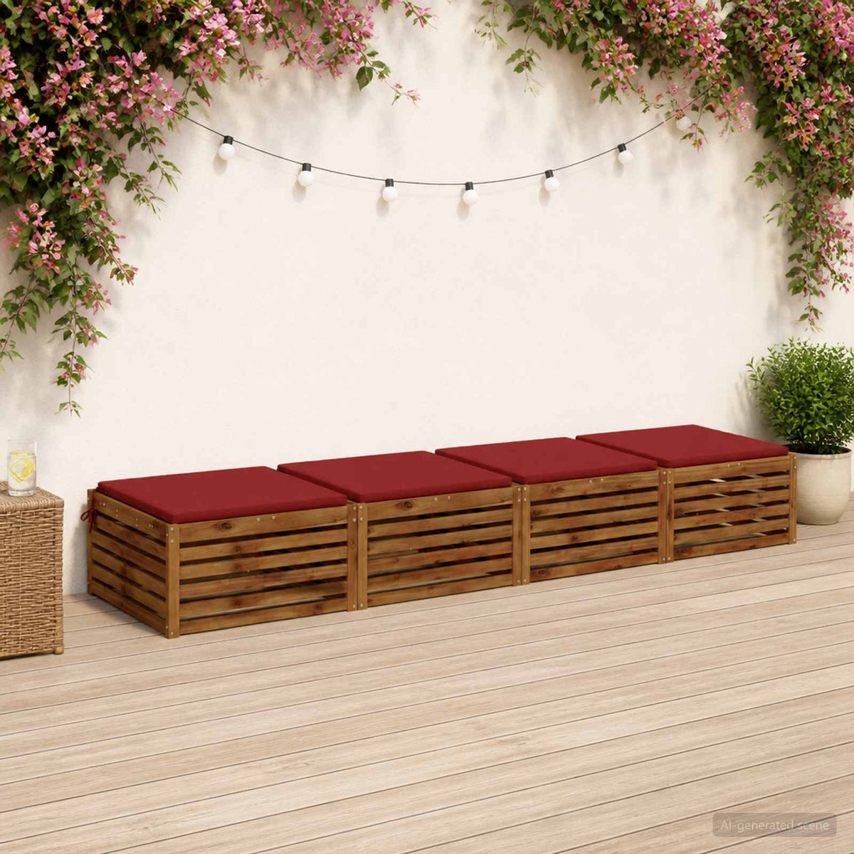 vidaXL 4-Piece Zitkussens SOEST 4 st 100% Polyester Wijnrood