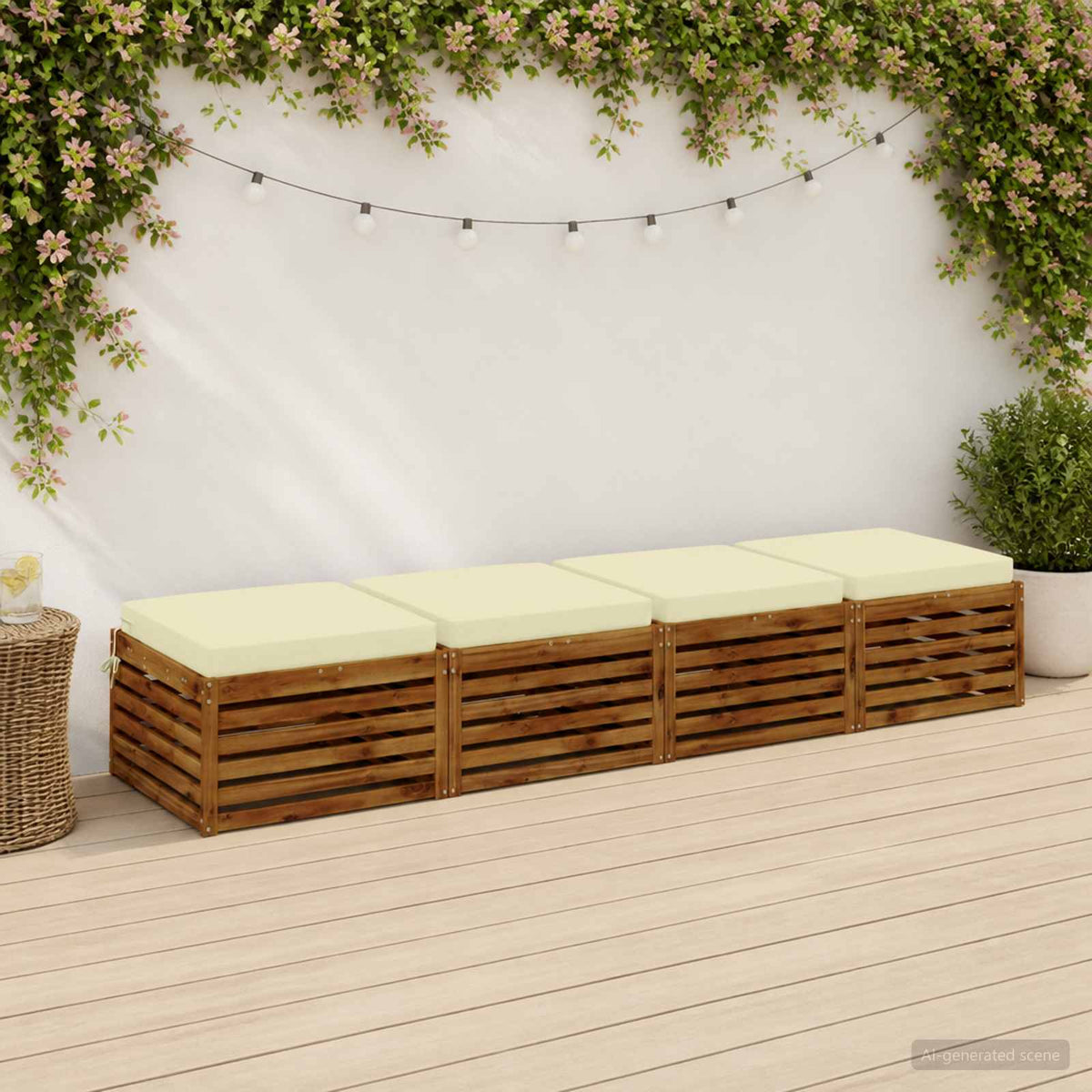 vidaXL 4-Piece Zitkussens SOEST 4 st 100% Polyester Crèmekleurig