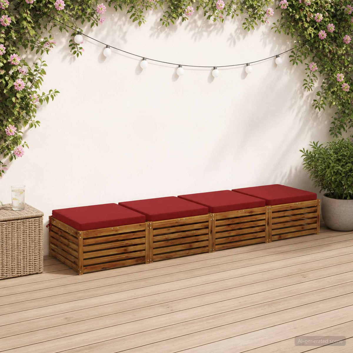 vidaXL 4-Piece Zitkussens SOEST 4 st 100% Polyester Wijnrood