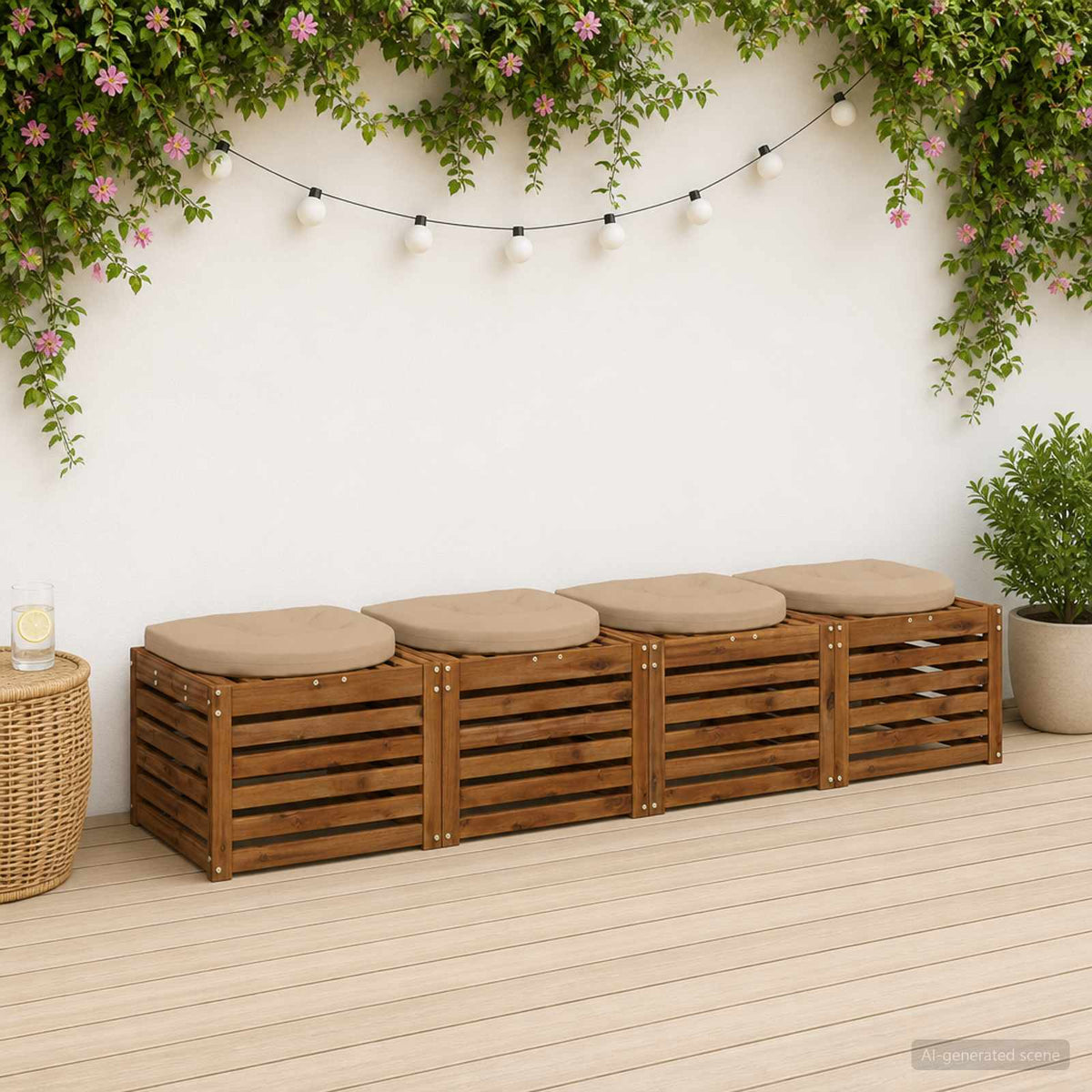 4-Piece Zitkussens 4 st 100% Polyester Zand 45 x 45 x 5 cm is nu te koop bij PeponiXL, paradijselijk wonen!