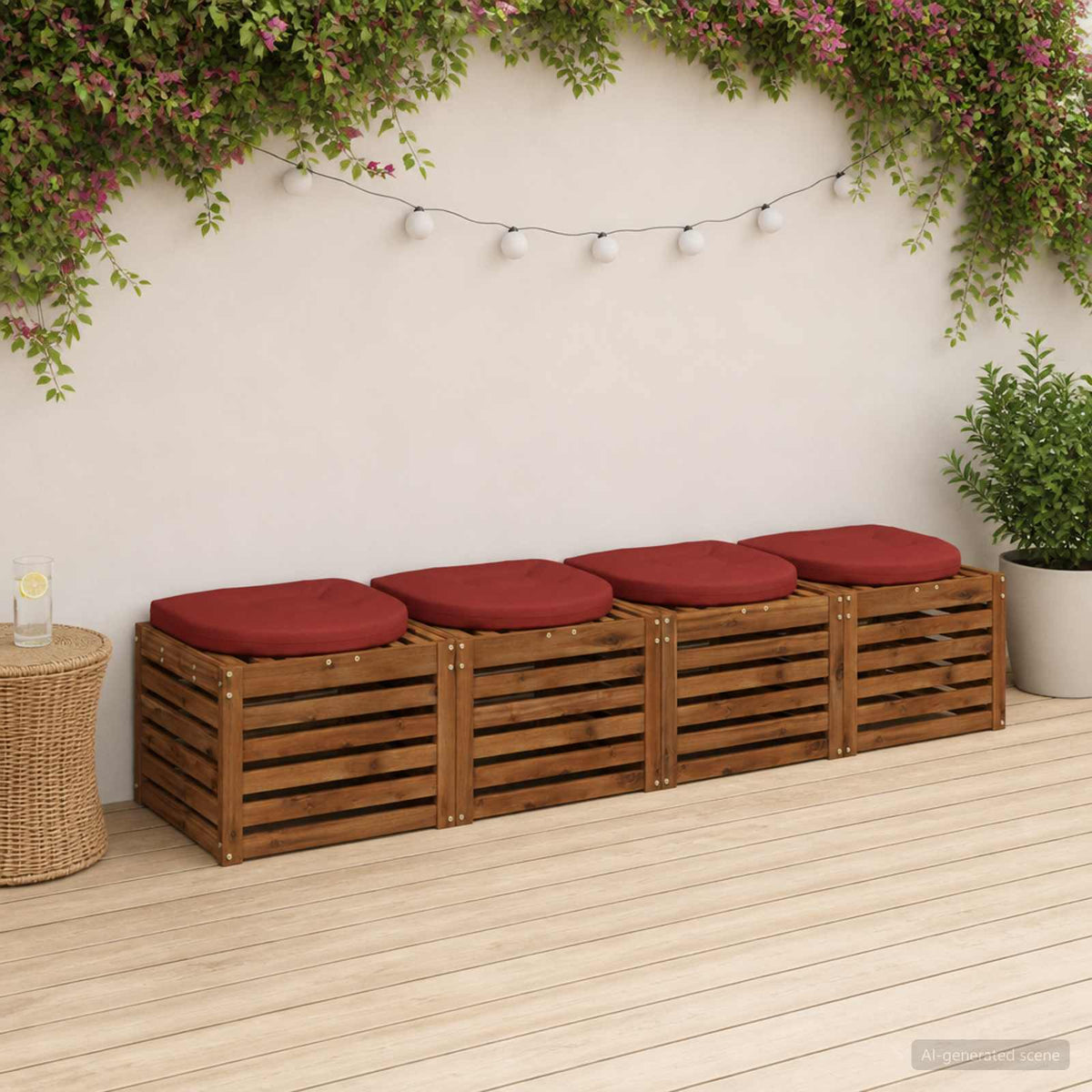 4-Piece Zitkussens 4 st 100% Polyester Rood 45 x 45 x 5 cm is nu te koop bij PeponiXL, paradijselijk wonen!