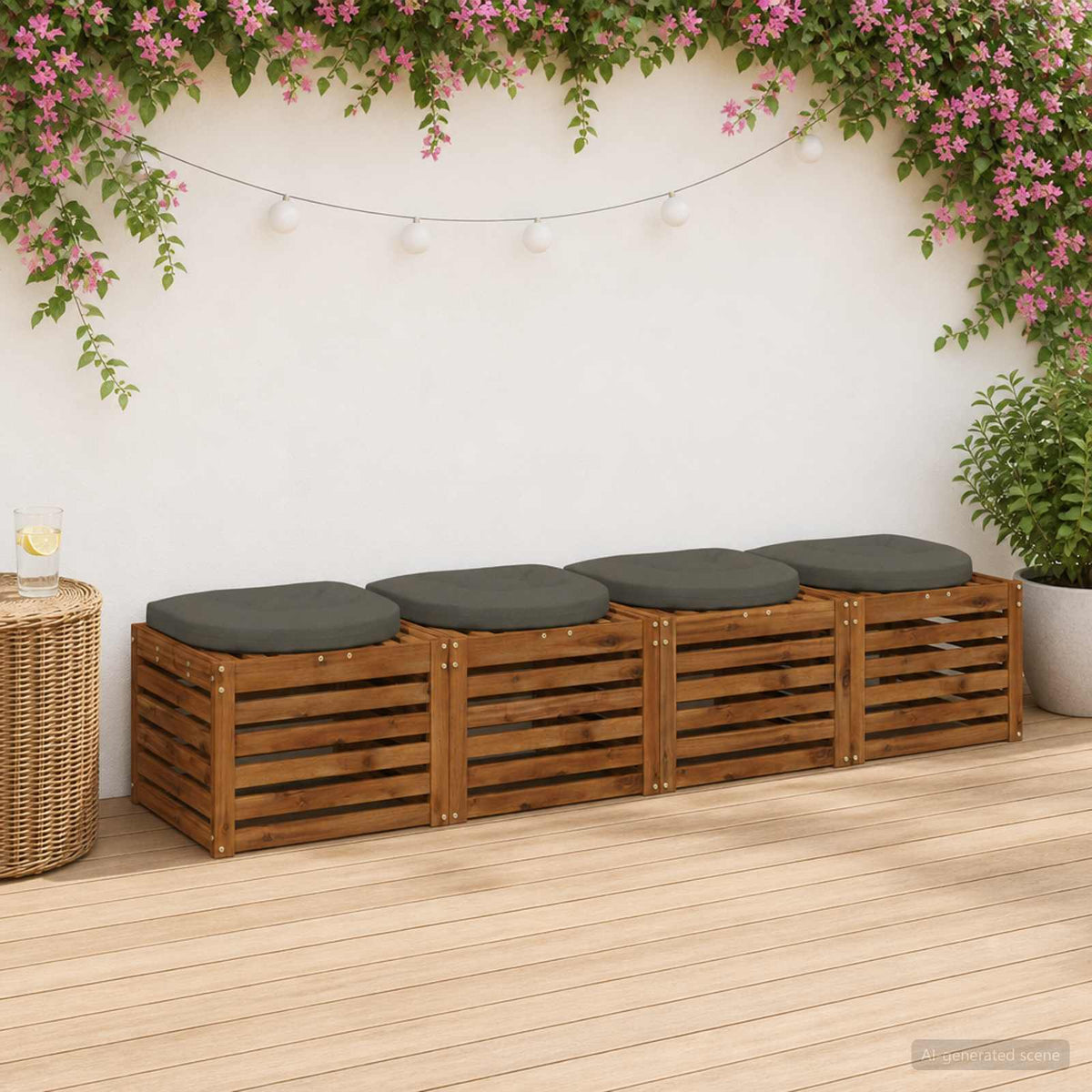 4-Piece Zitkussens 4 st 100% Polyester Grijs 40 x 40 x 5 cm is nu te koop bij PeponiXL, paradijselijk wonen!
