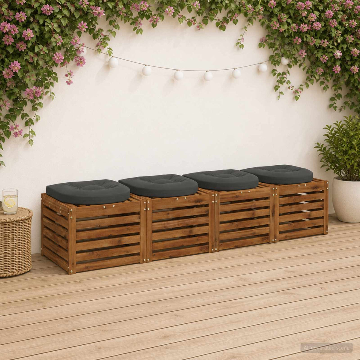 4-Piece Zitkussens 4 st 100% Polyester Antraciet 45 x 45 x 5 cm is nu te koop bij PeponiXL, paradijselijk wonen!