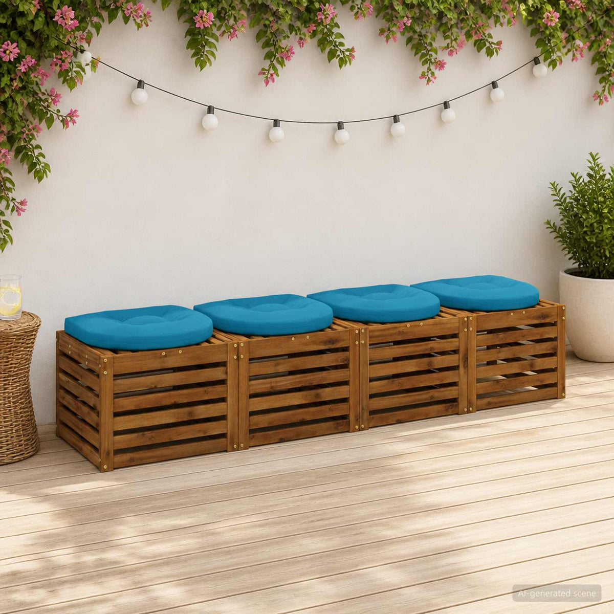 4-Piece Zitkussens 4 st 100% Polyester Lichtblauw is nu te koop bij PeponiXL, paradijselijk wonen!