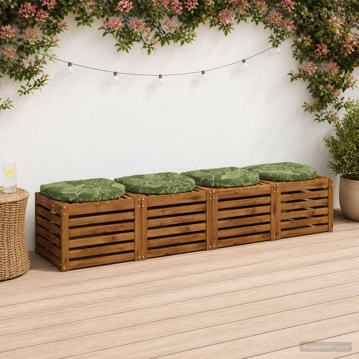 4-Piece Zitkussens 4 st 100% Polyester Bladontwerp is nu te koop bij PeponiXL, paradijselijk wonen!