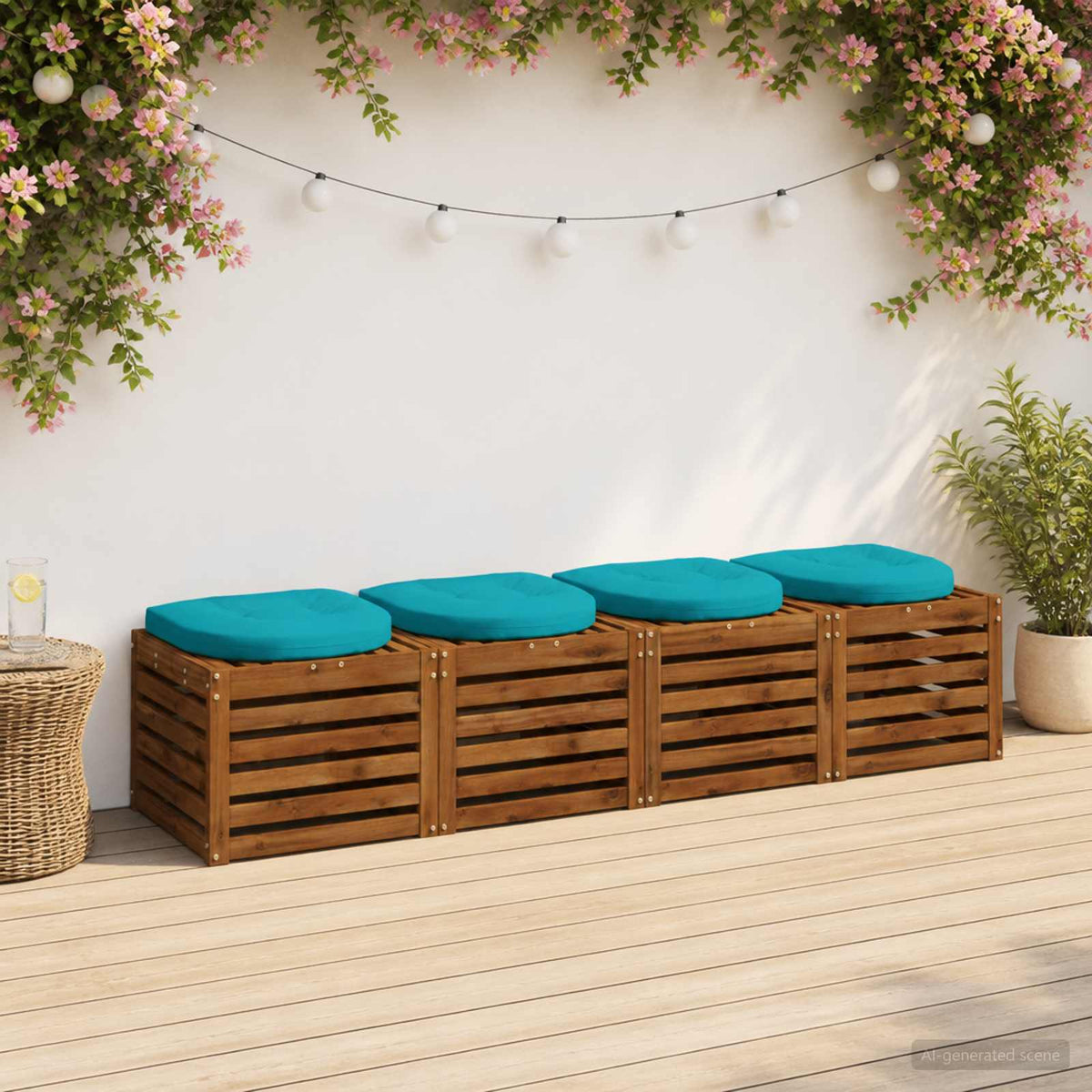 4-Piece Zitkussens 4 st 100% Polyester Turquoise 40 x 40 x 5 cm is nu te koop bij PeponiXL, paradijselijk wonen!