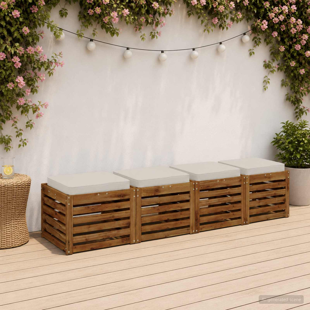 4-Piece Zitkussens VUGHT 4 pcs 100% Polyester Wit is nu te koop bij PeponiXL, paradijselijk wonen!