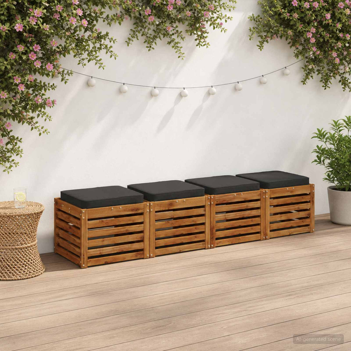 vidaXL 4-Piece Zitkussens VUGHT 4 pcs 100% Polyester Antraciet
