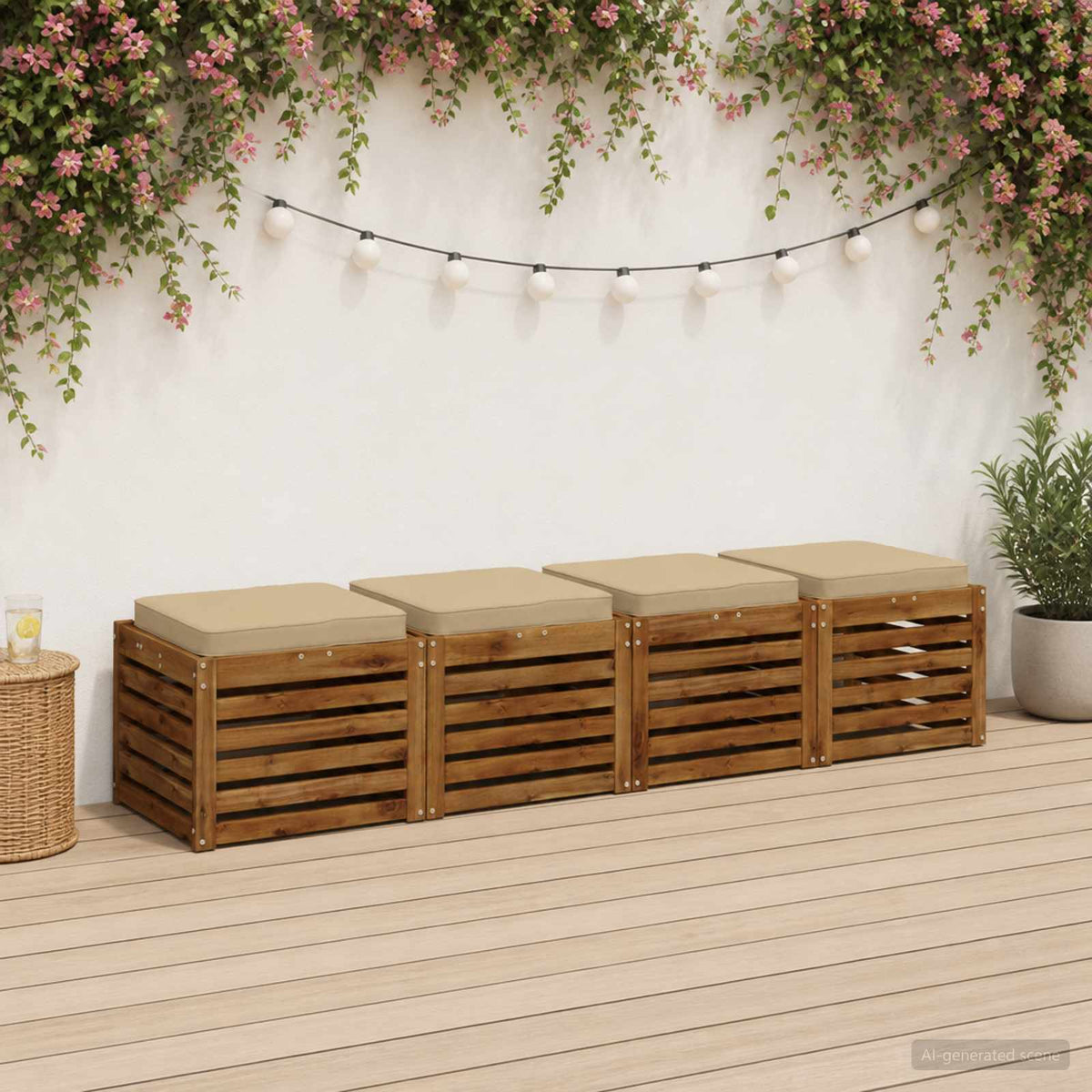 vidaXL 4-Piece Zitkussens VUGHT 4 pcs 100% Polyester Beige