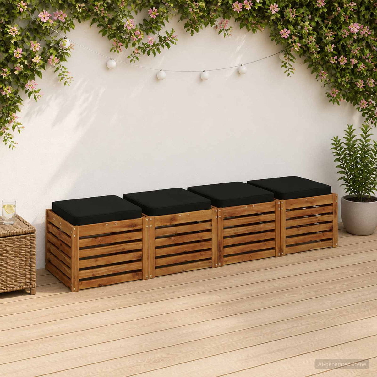 vidaXL 4-Piece Zitkussens VUGHT 4 pcs 100% Polyester Zwart