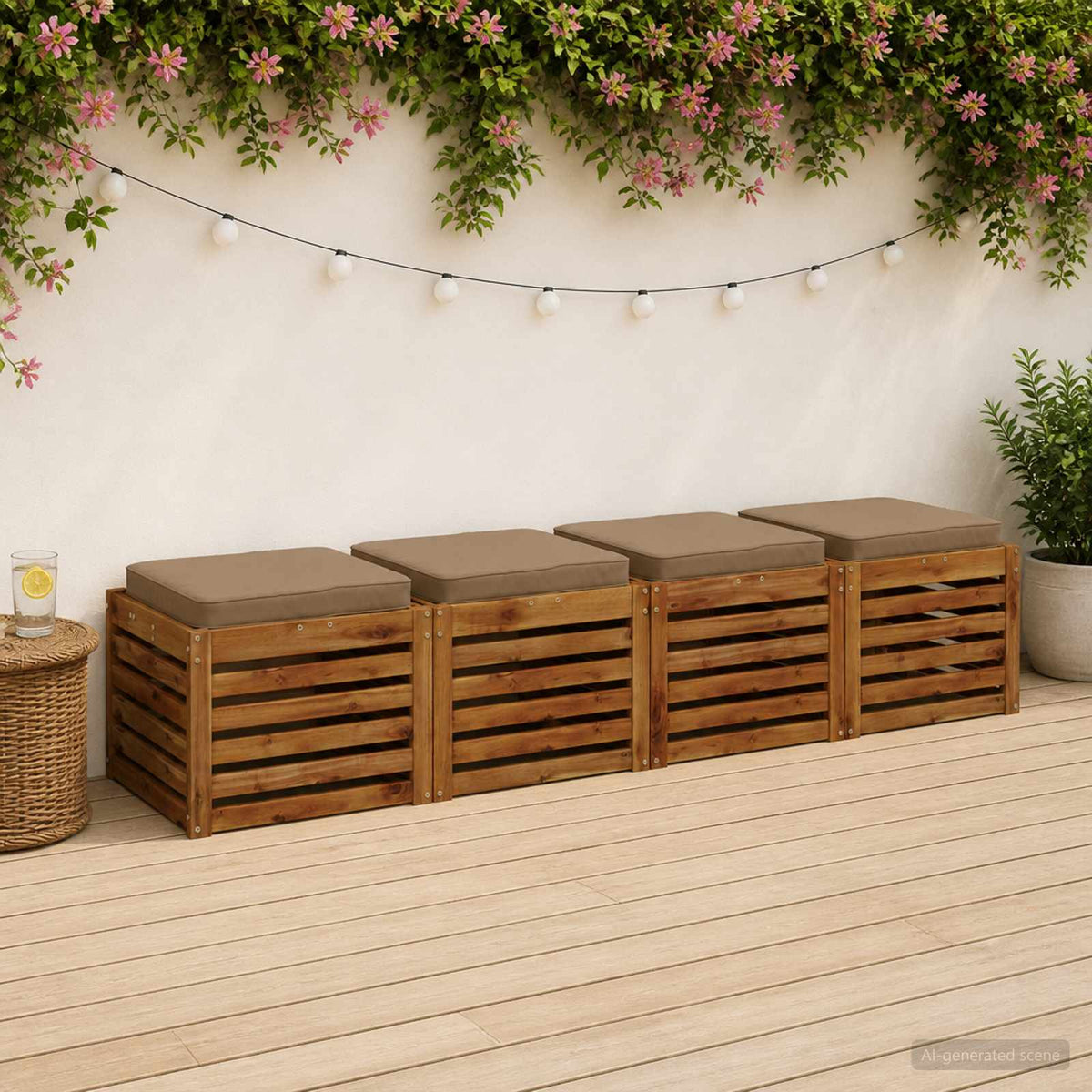 vidaXL 4-Piece Zitkussens VUGHT 4 pcs 100% Polyester Taupe