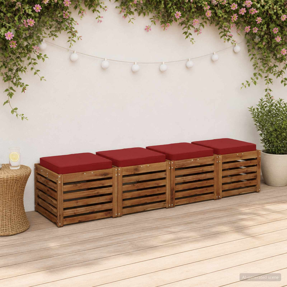 4-Piece Zitkussens VUGHT 4 pcs 100% Polyester Wijnrood is nu te koop bij PeponiXL, paradijselijk wonen!