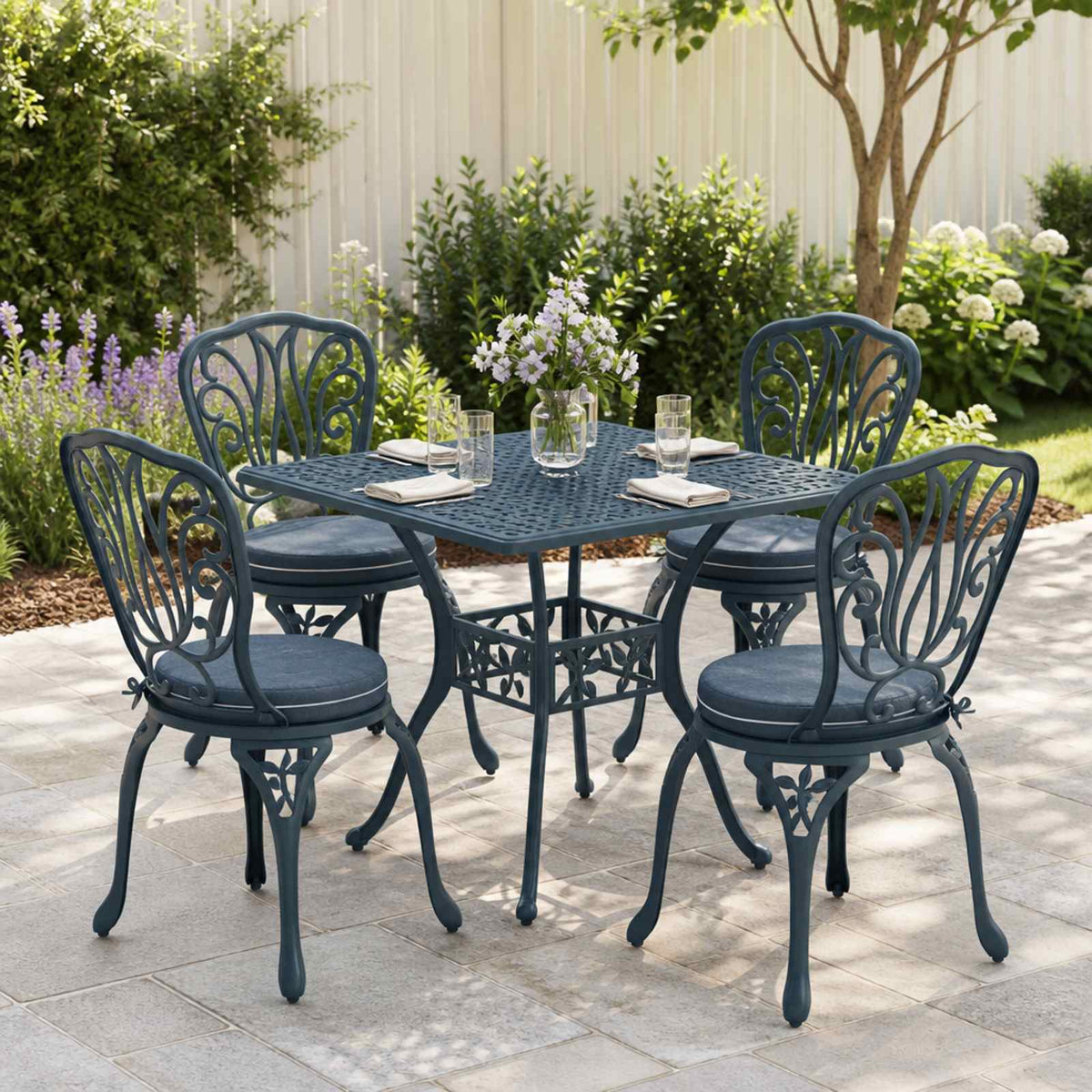 4-Piece Zitkussens SOEST 4 st 100% Polyester Blauw Ø 35 x 7 cm is nu te koop bij PeponiXL, paradijselijk wonen!