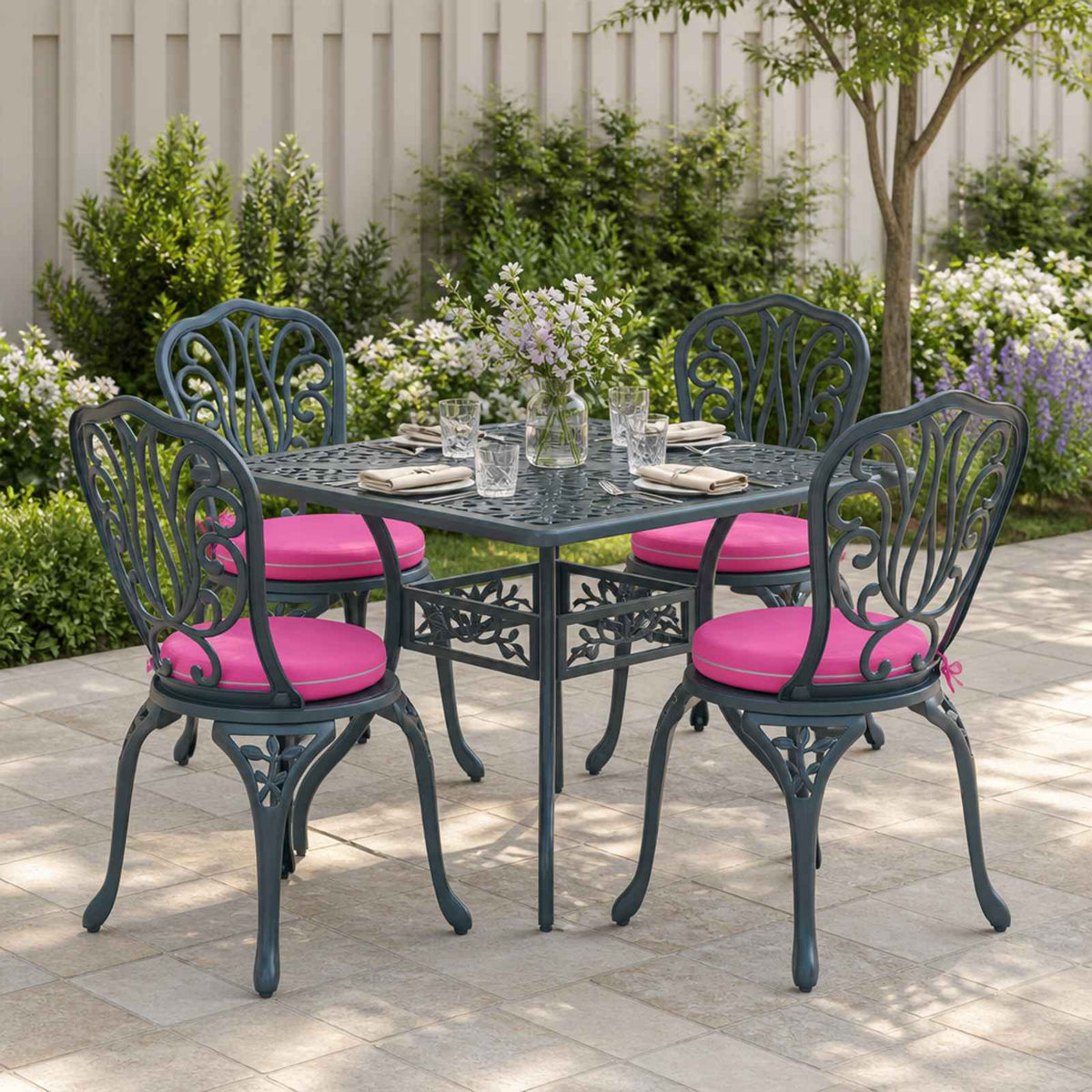 4-Piece Zitkussens SOEST 4 st 100% Polyester Roze Ø 40 x 7 cm is nu te koop bij PeponiXL, paradijselijk wonen!