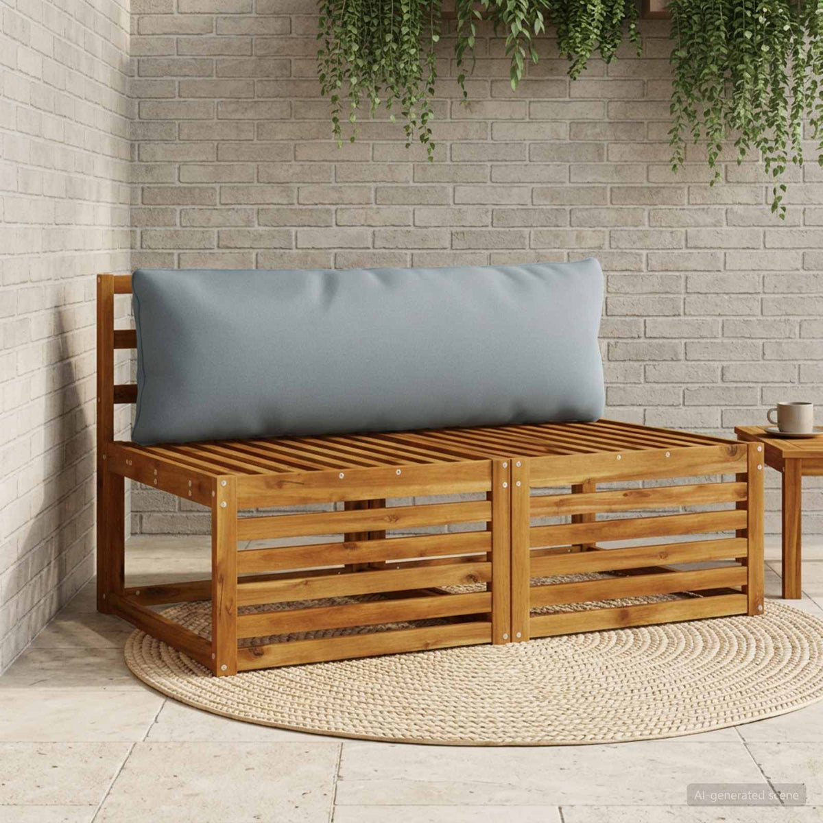 vidaXL 1-Delig Rugkussen PUTTEN 100% Polyester Blauw 120 x 40 x 15 cm