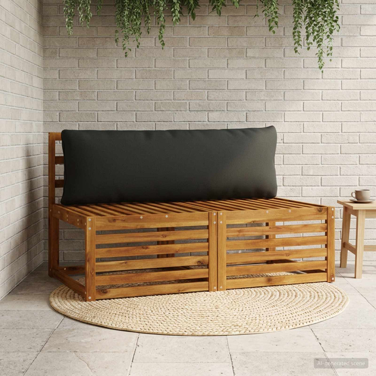 vidaXL 1-Delig Rugkussen PUTTEN 100% Polyester Zwart 120 x 40 x 15 cm