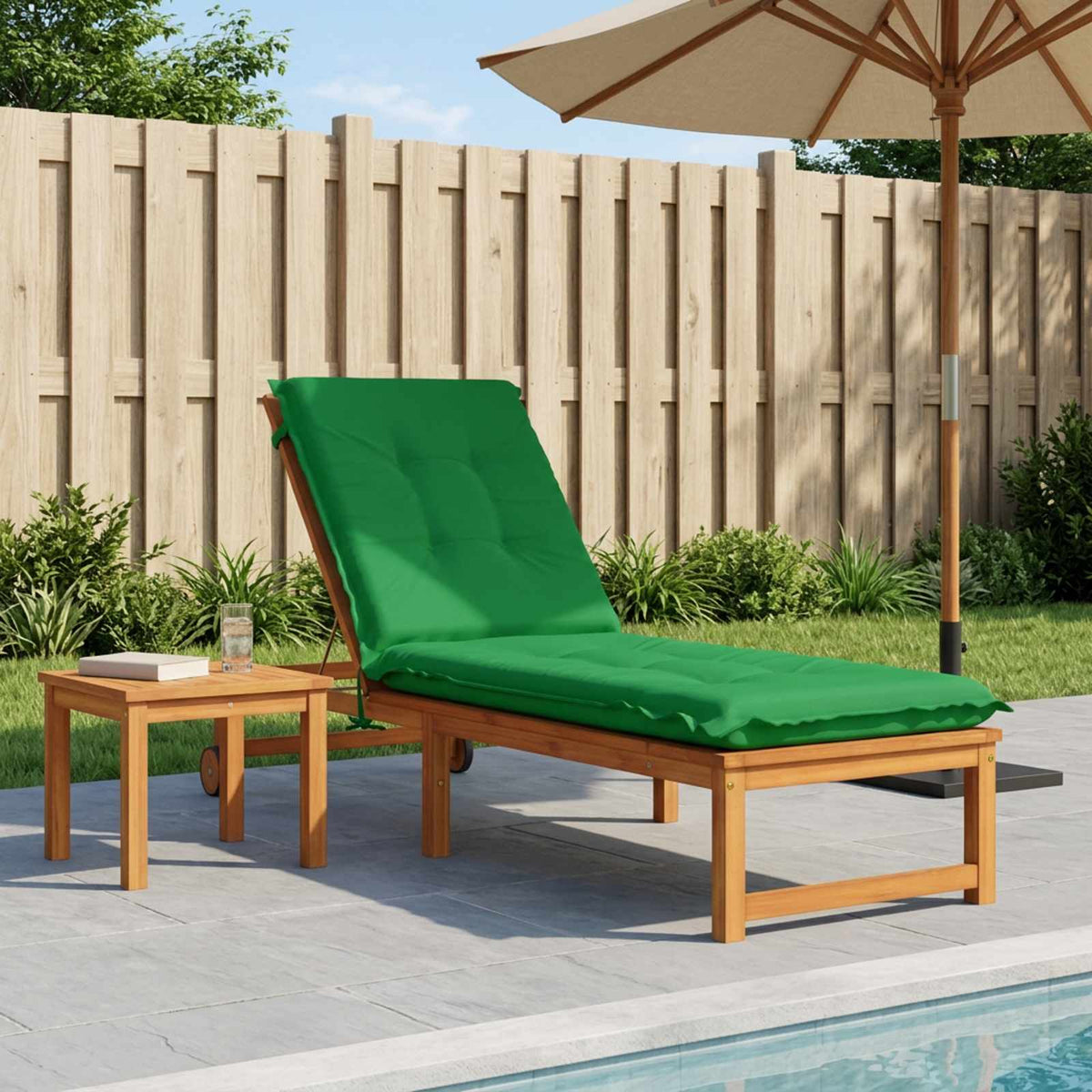 vidaXL Ligstoel Kussen GEMERT 100% Polyester Groen 190 x 60 x 9 cm