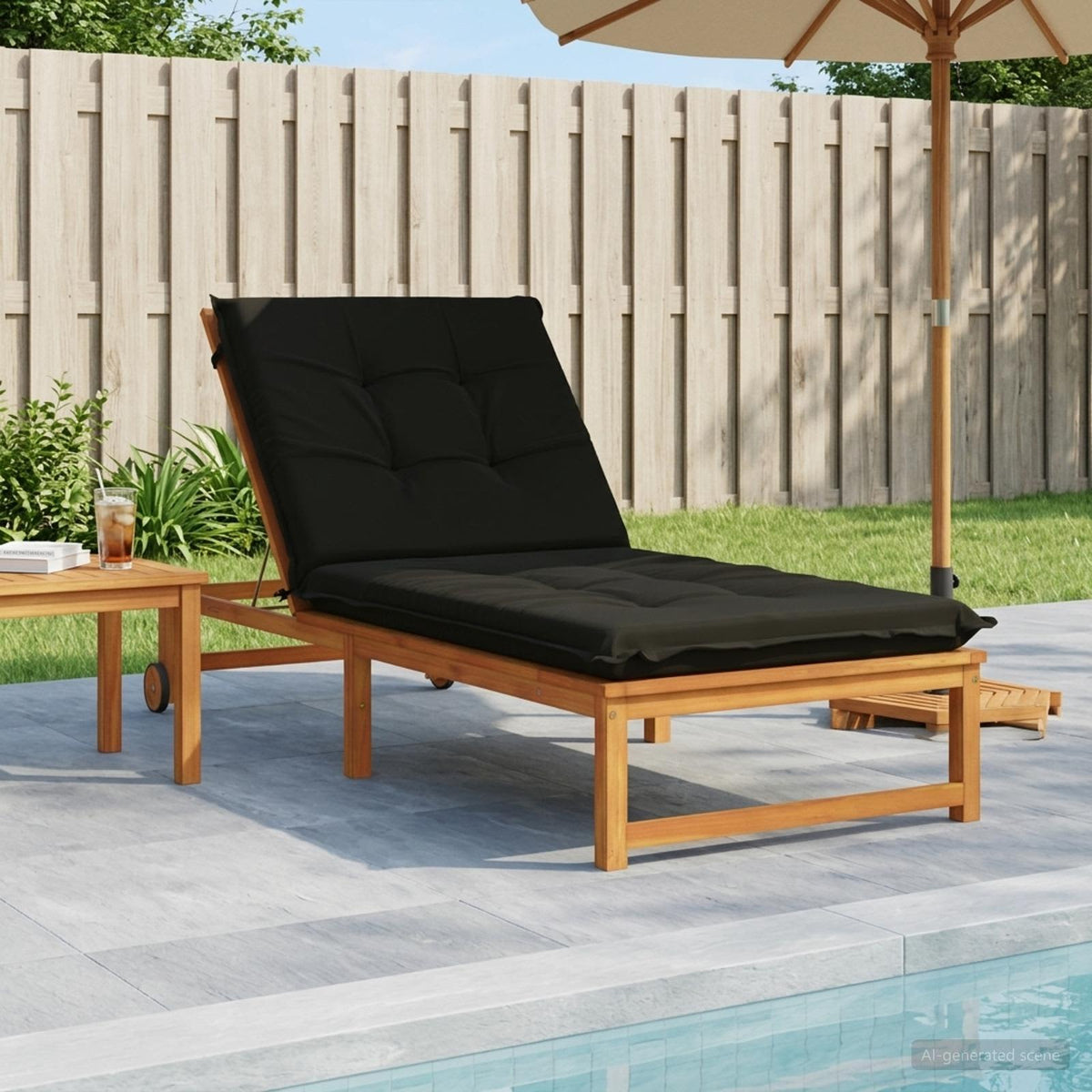 Ligstoel Kussen GEMERT 100% Polyester Zwart 190 x 80 x 9 cm is nu te koop bij PeponiXL, paradijselijk wonen!
