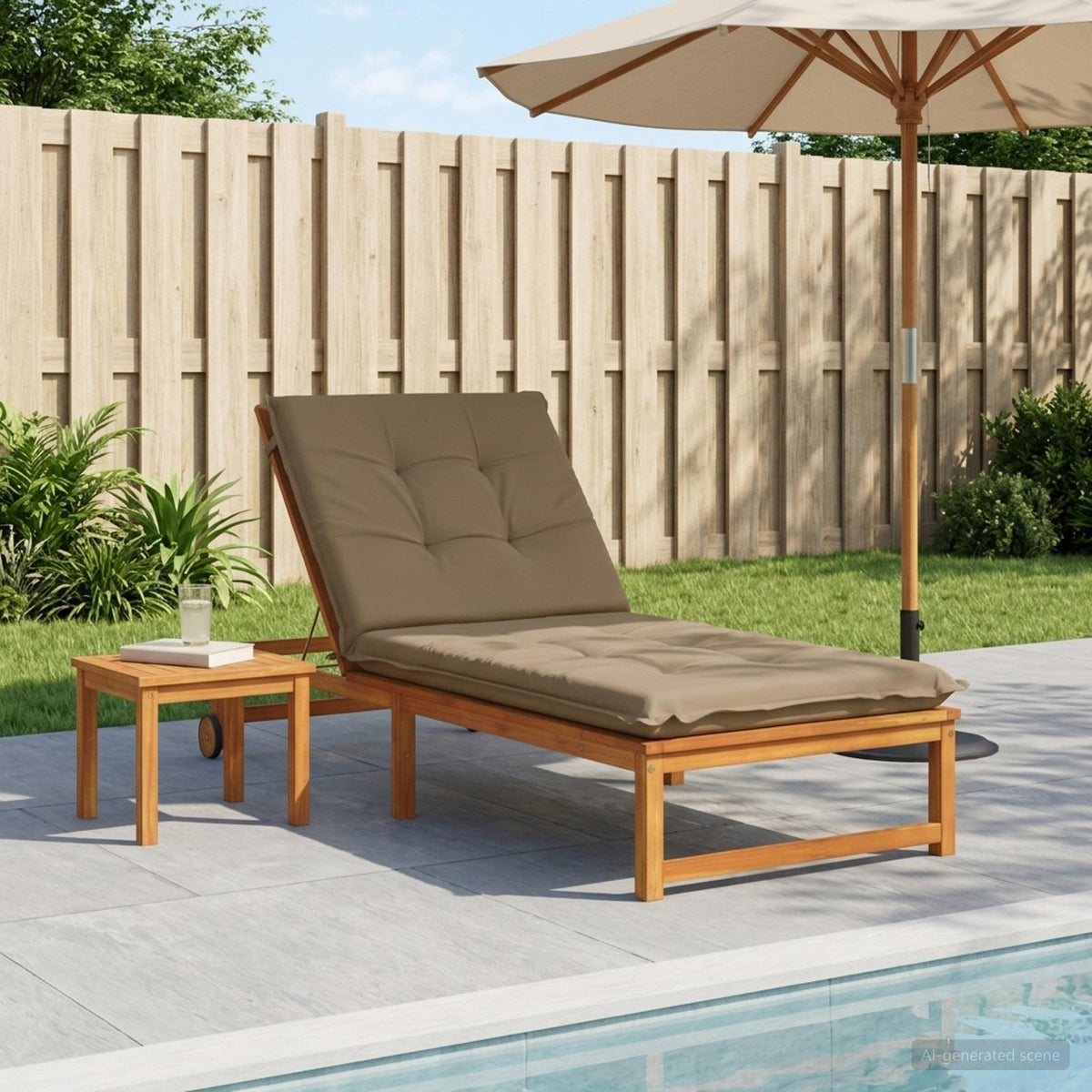 Ligstoel Kussen GEMERT 100% Polyester Taupe 190 x 80 x 9 cm is nu te koop bij PeponiXL, paradijselijk wonen!