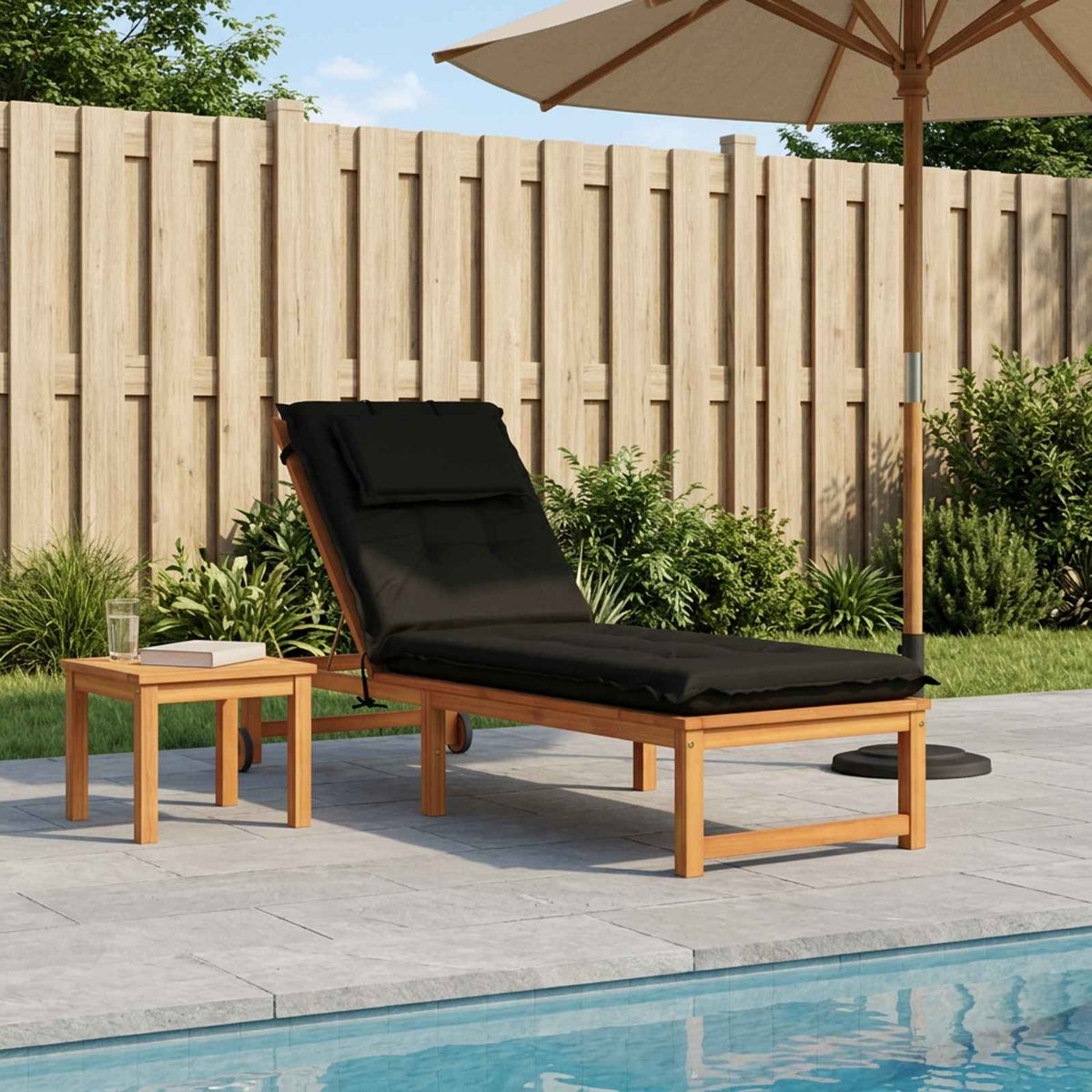 Ligstoel Kussen GEMERT 100% Polyester Zwart 190 x 60 x 9 cm is nu te koop bij PeponiXL, paradijselijk wonen!