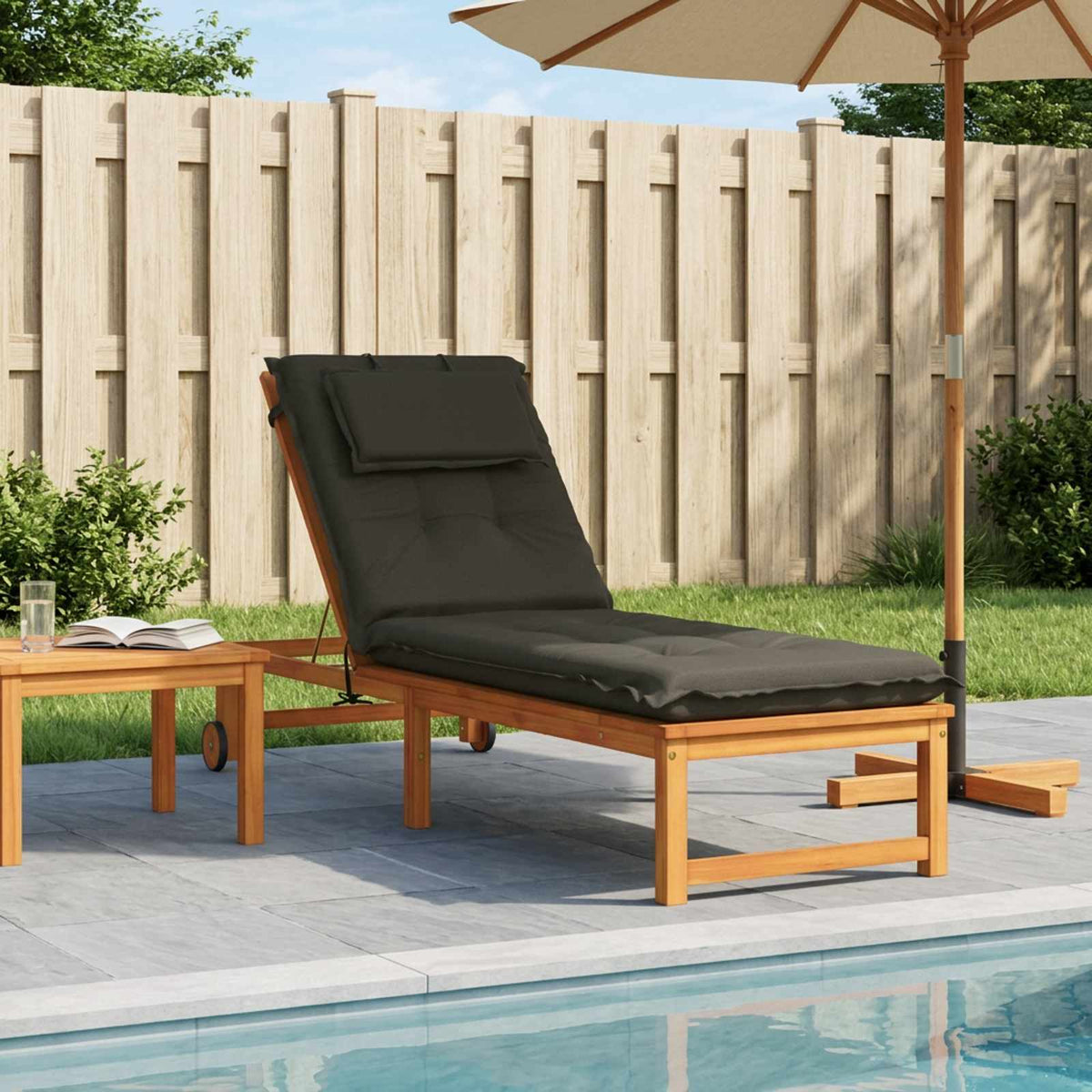 vidaXL Ligstoel Kussen GEMERT 100% Polyester Antraciet 190 x 60 x 9 cm