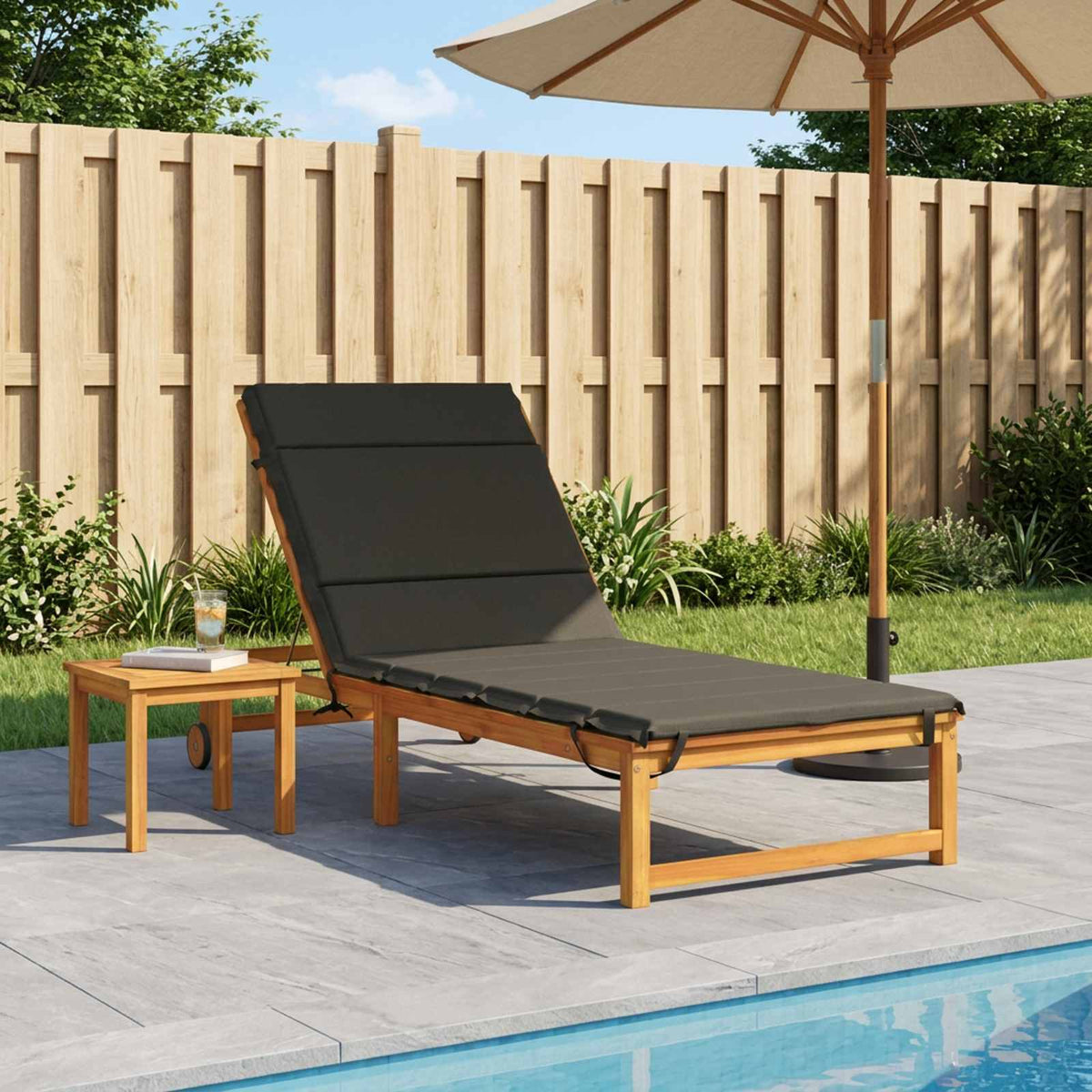 Ligstoel Kussen GEMERT 100% Polyester Antraciet 200 x 90 x 3 cm is nu te koop bij PeponiXL, paradijselijk wonen!