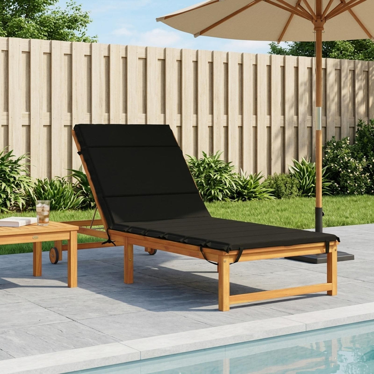 Ligstoel Kussen GEMERT 100% Polyester Zwart 200 x 70 x 3 cm is nu te koop bij PeponiXL, paradijselijk wonen!