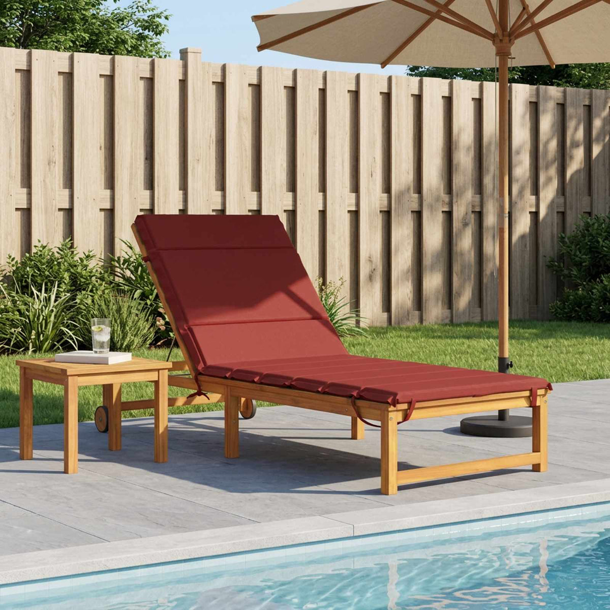 Ligstoel Kussen GEMERT 100% Polyester Wijnrood 200 x 90 x 3 cm is nu te koop bij PeponiXL, paradijselijk wonen!