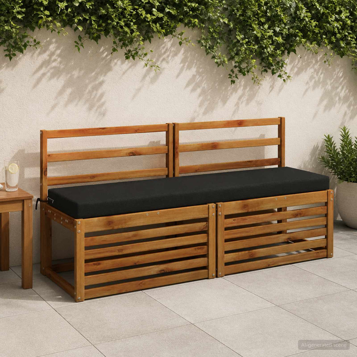 vidaXL Bankkussen SOEST 100% Polyester Zwart 160 x 40 x 8 cm