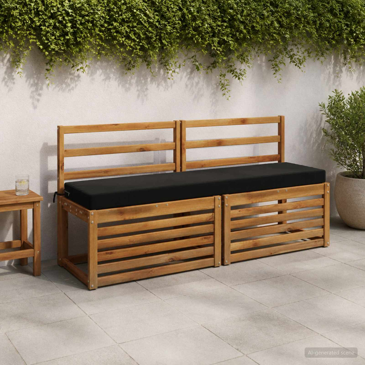 vidaXL Bankkussen SOEST 100% Polyester Zwart 140 x 40 x 8 cm