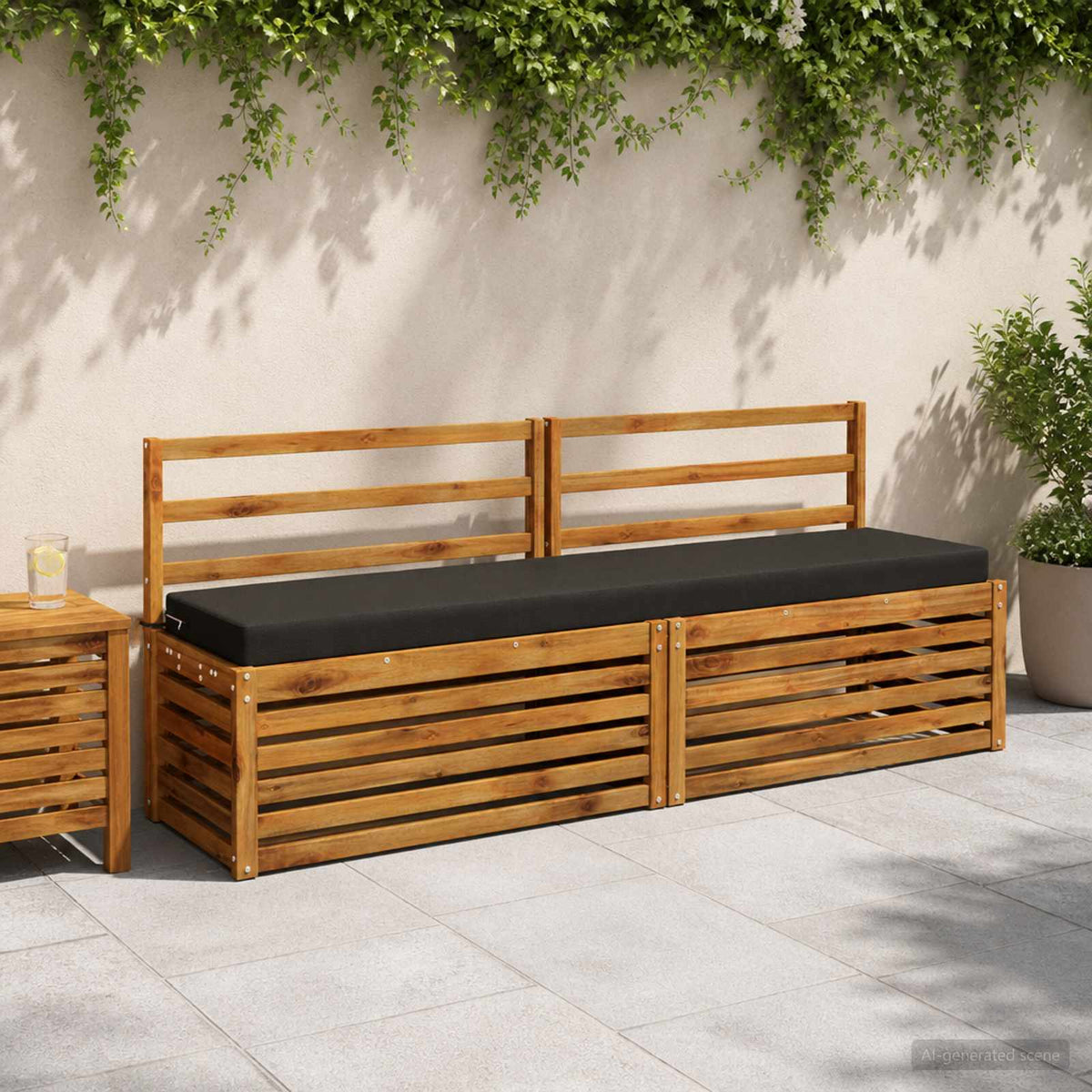 vidaXL Bankkussen SOEST 100% Polyester Zwart 170 x 40 x 8 cm