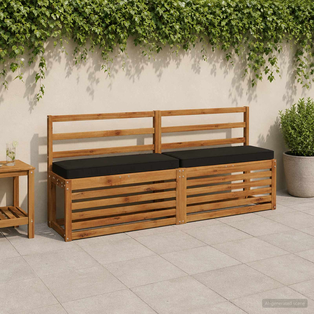 vidaXL 1-delig Bankkussen VUGHT 100% Polyester Zwart 80 x 40 x 5 cm