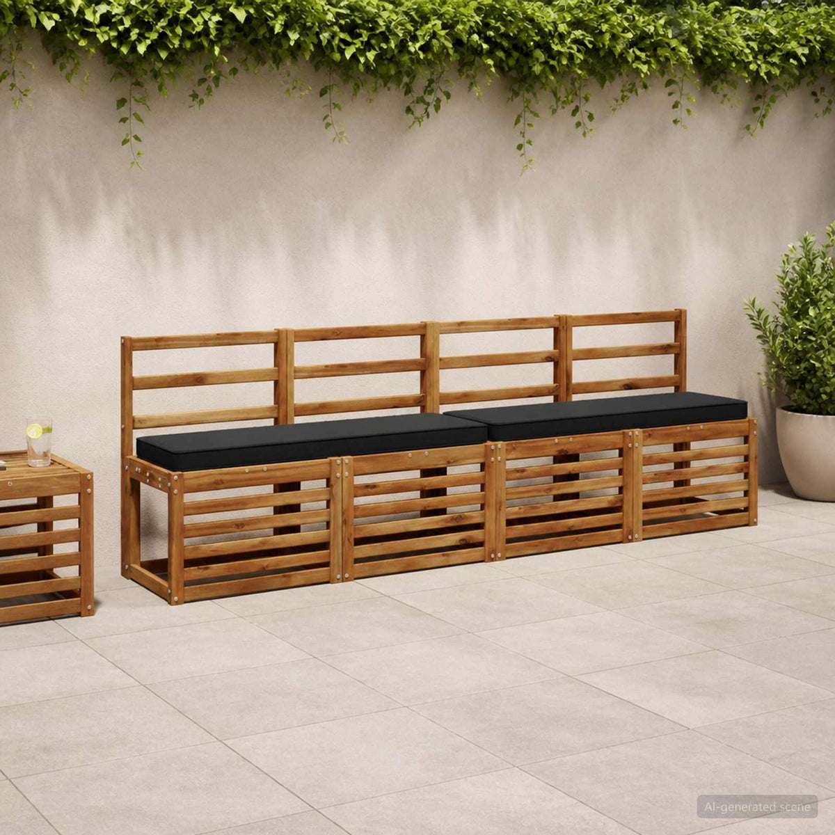 vidaXL 1-delig Bankkussen VUGHT 100% Polyester Zwart 110 x 30 x 5 cm