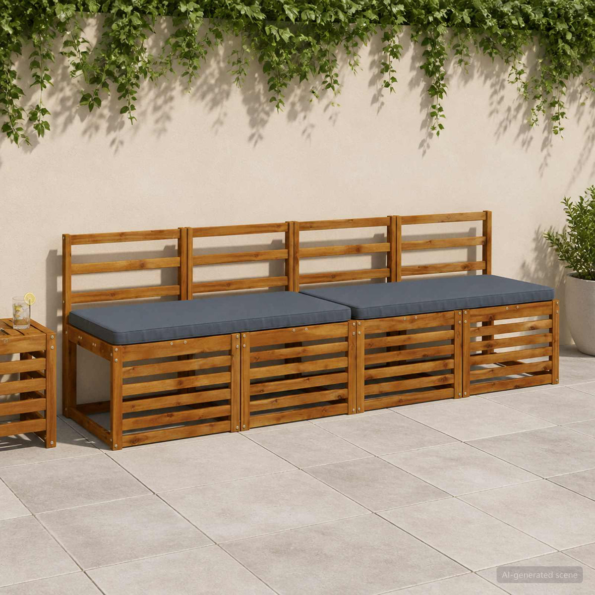 vidaXL 1-delig Bankkussen VUGHT 100% Polyester Blauw 100 x 50 x 5 cm
