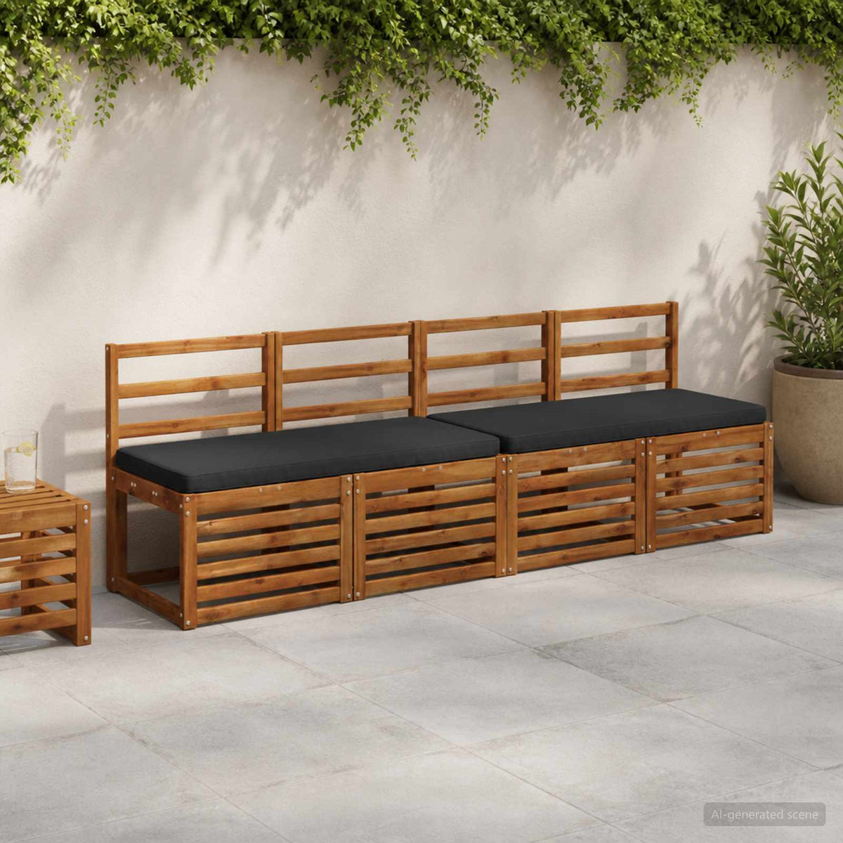 vidaXL 1-delig Bankkussen VUGHT 100% Polyester Zwart 120 x 50 x 5 cm