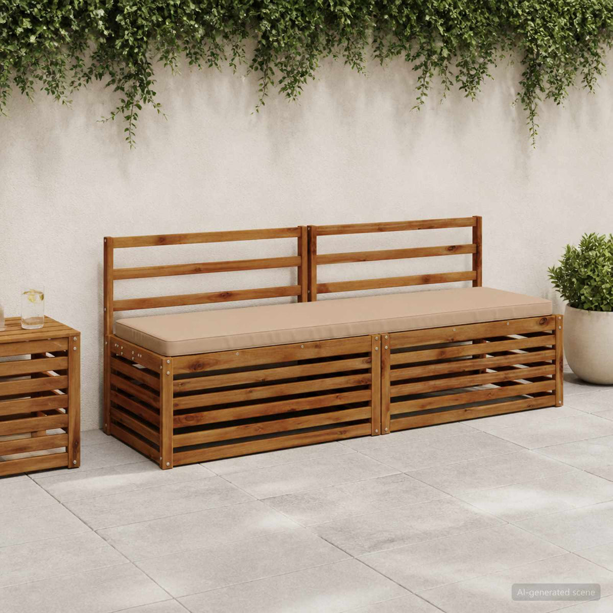 vidaXL 1-delig Bankkussen VUGHT 100% Polyester Zand 170 x 50 x 5 cm
