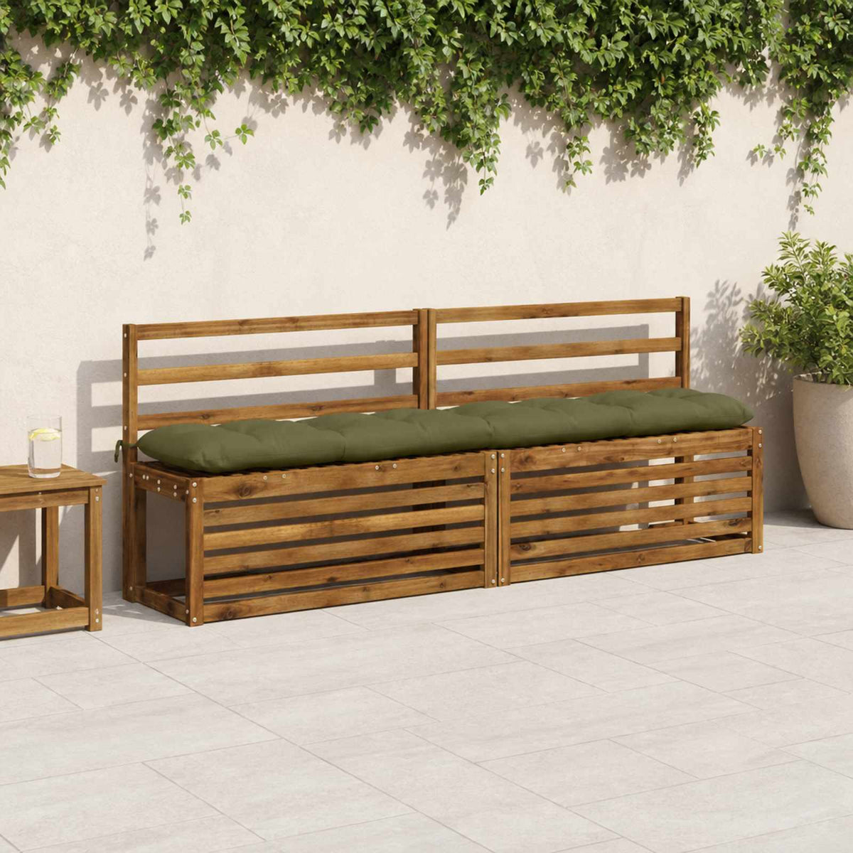 vidaXL Bankkussen VIANEN 100% Polyester Olijfgroen 200 x 30 x 12 cm
