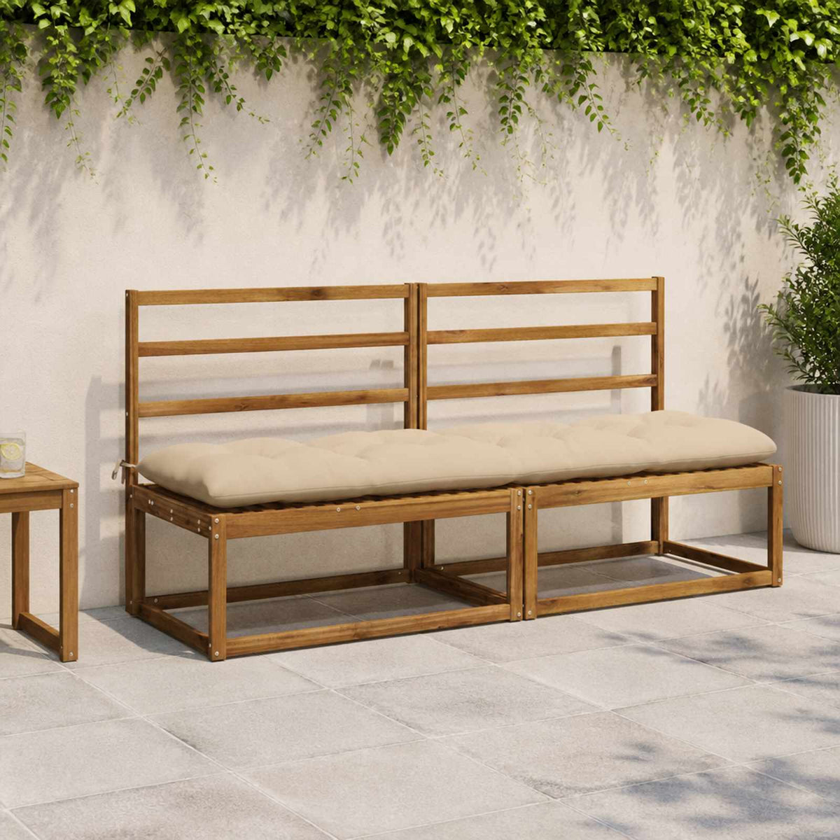 vidaXL Bankkussen VIANEN 100% Polyester Crèmekleurig 200 x 50 x 12 cm