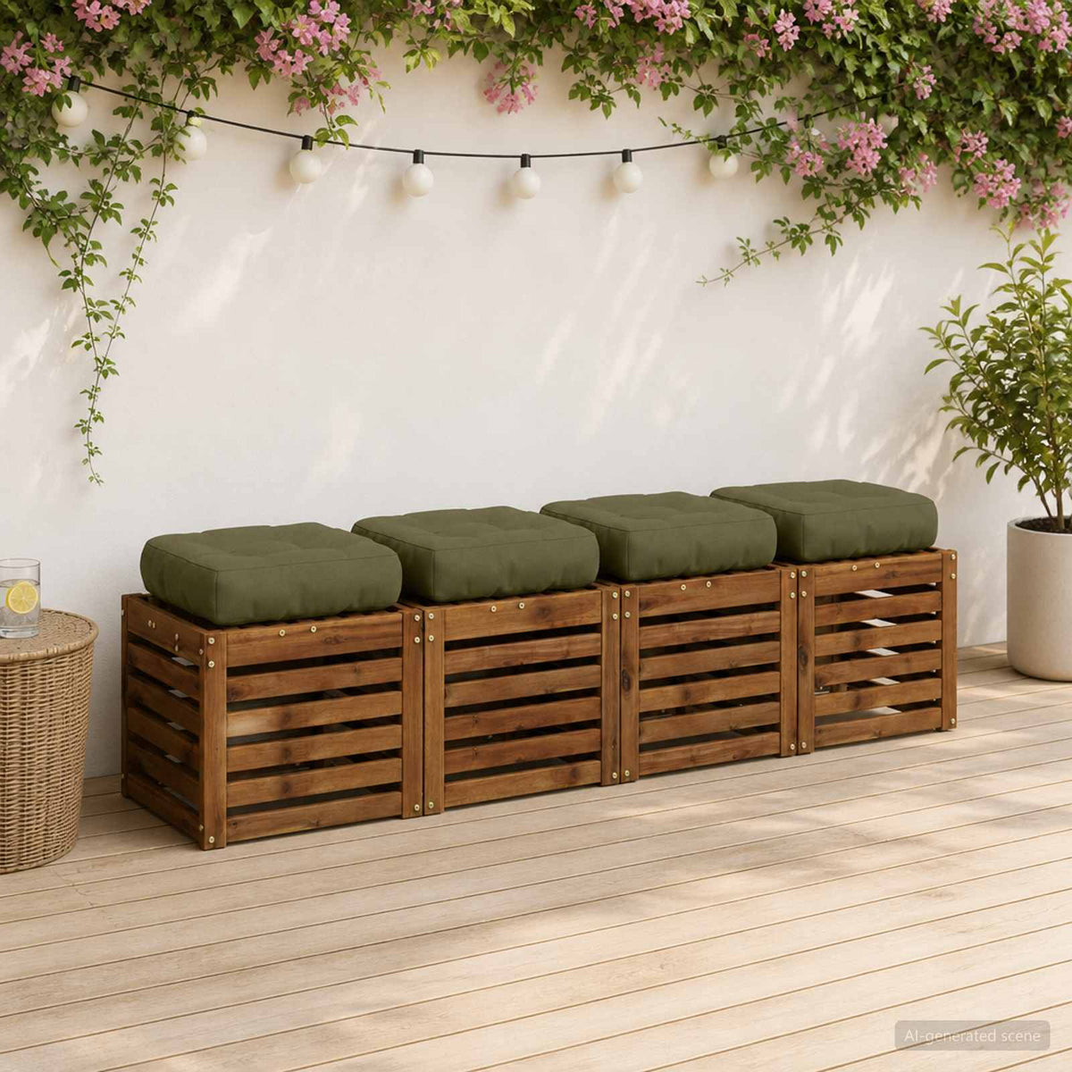 4-Piece Zitkussens VIANEN 4 pcs 100% Polyester Olijfgroen is nu te koop bij PeponiXL, paradijselijk wonen!