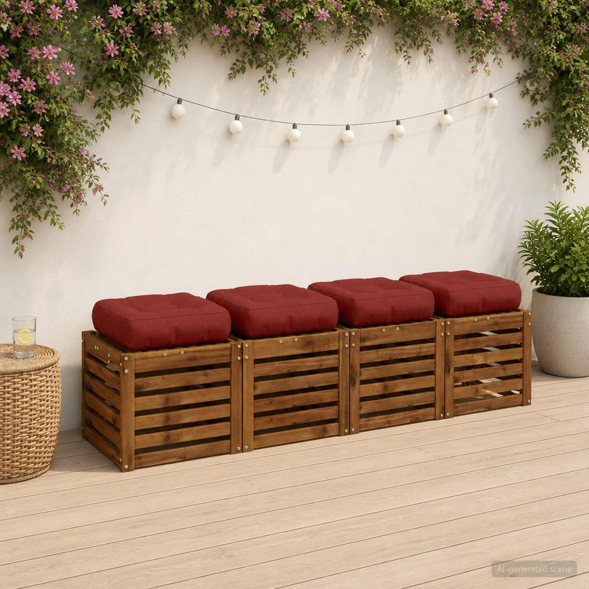 4-Piece Zitkussens VIANEN 4 pcs 100% Polyester Rood is nu te koop bij PeponiXL, paradijselijk wonen!