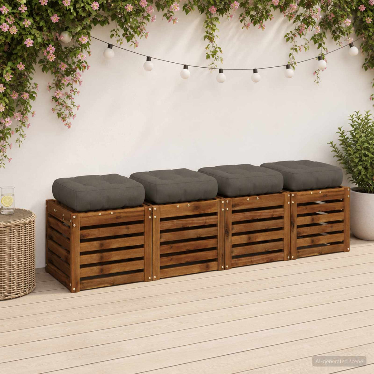 4-Piece Zitkussens VIANEN 4 pcs 100% Polyester Grijs is nu te koop bij PeponiXL, paradijselijk wonen!