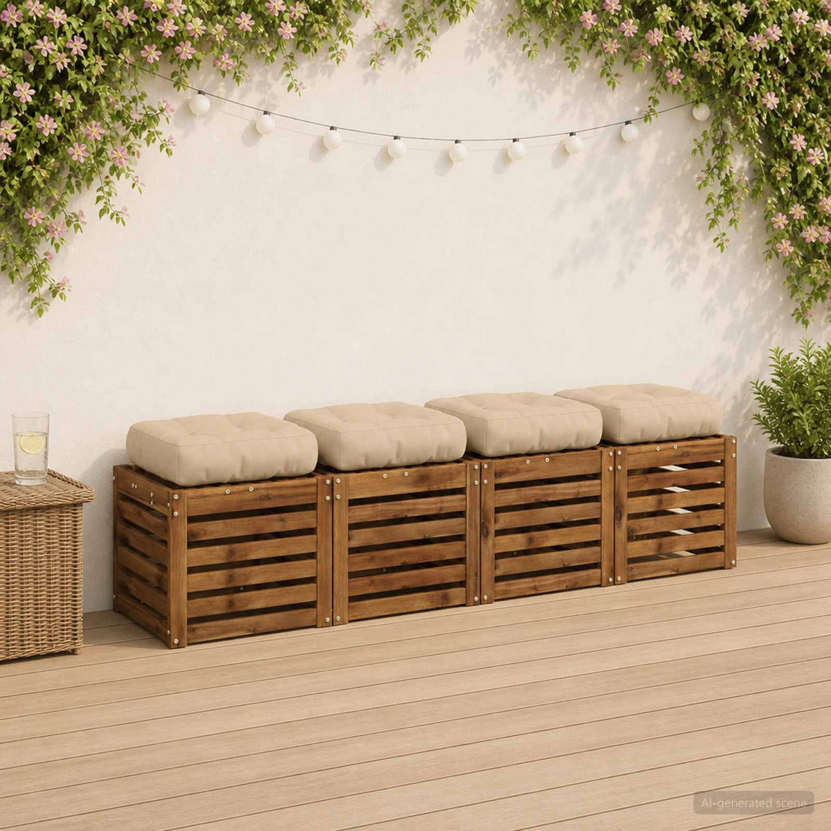 4-Piece Zitkussens VIANEN 4 pcs 100% Polyester Crèmekleurig is nu te koop bij PeponiXL, paradijselijk wonen!